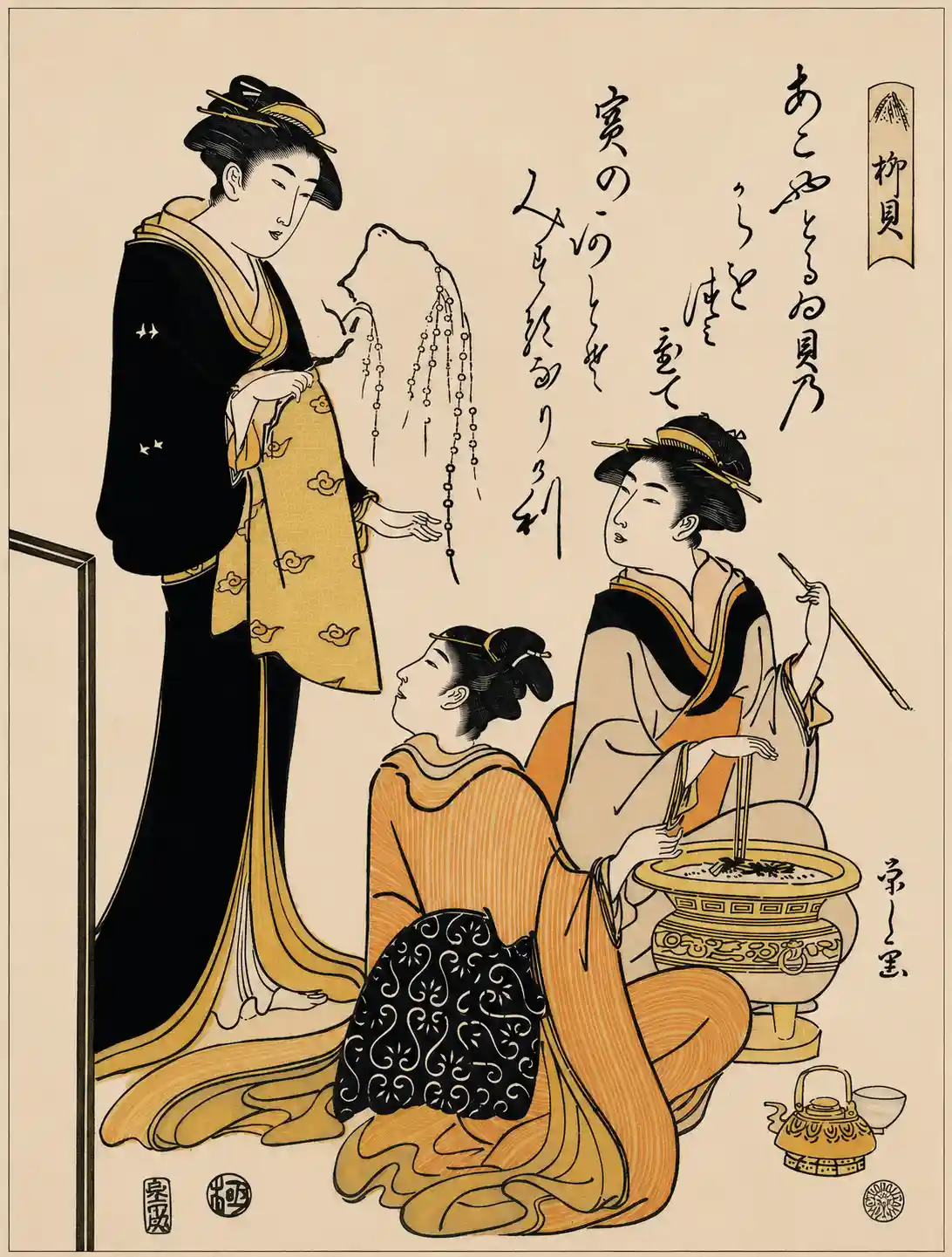 The Willow Shell (Yanagi-kai), from an Untitled Set of Beauty Prints on the Theme of Shells