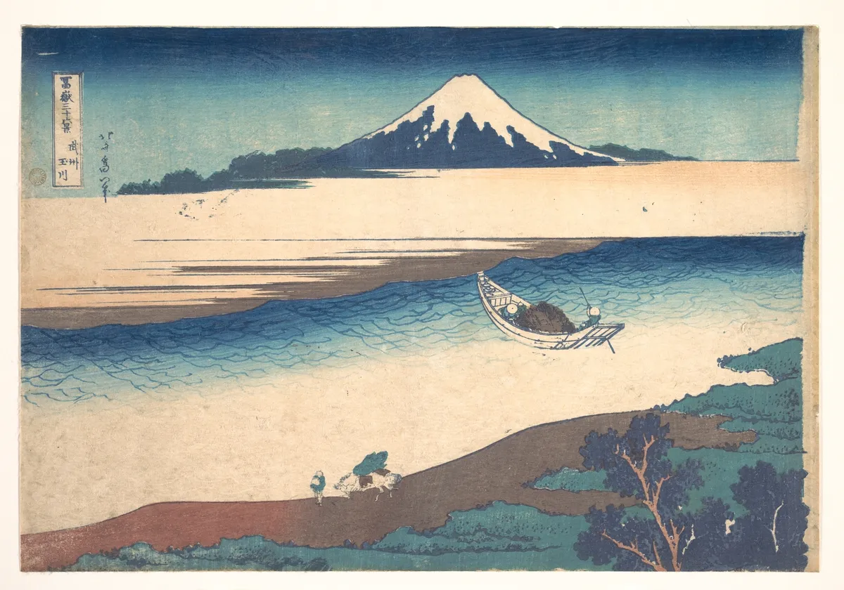 Tama River in Musashi Province (Bushū Tamagawa), from the series Thirty-six Views of Mount Fuji (Fugaku sanjūrokkei) | Katsushika Hokusai - 浮世繪畫廊