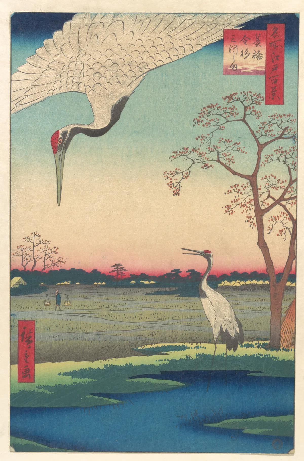 “Minowa, Kanasugi at Mikawashima,” from the series One Hundred Famous Views of Edo (Meisho Edo hyakkei, Minowa Kanasugi, Mikawashima) | Utagawa Hiroshige - 浮世繪畫廊