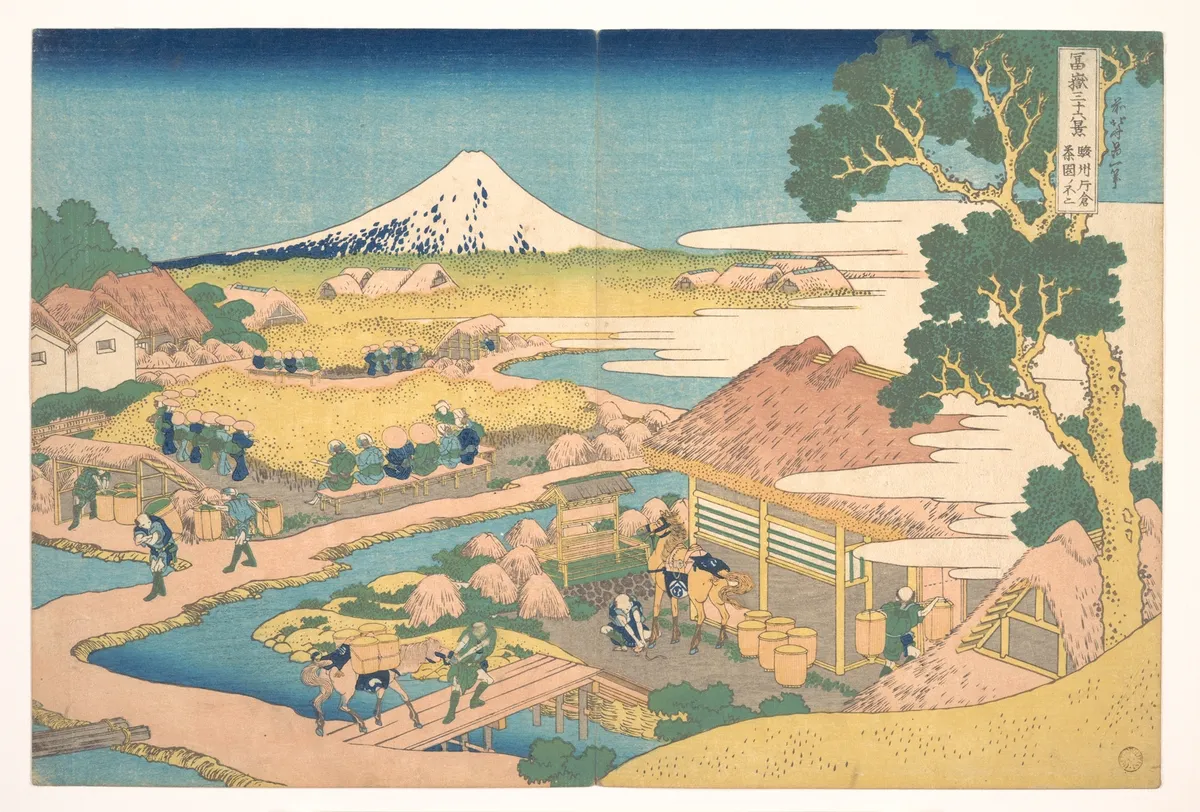 Fuji from the Katakura Tea Fields in Suruga (Sunshū Katakura chaen no Fuji), from the series Thirty-six Views of Mount Fuji (Fugaku sanjūrokkei) | Katsushika Hokusai - 浮世繪畫廊