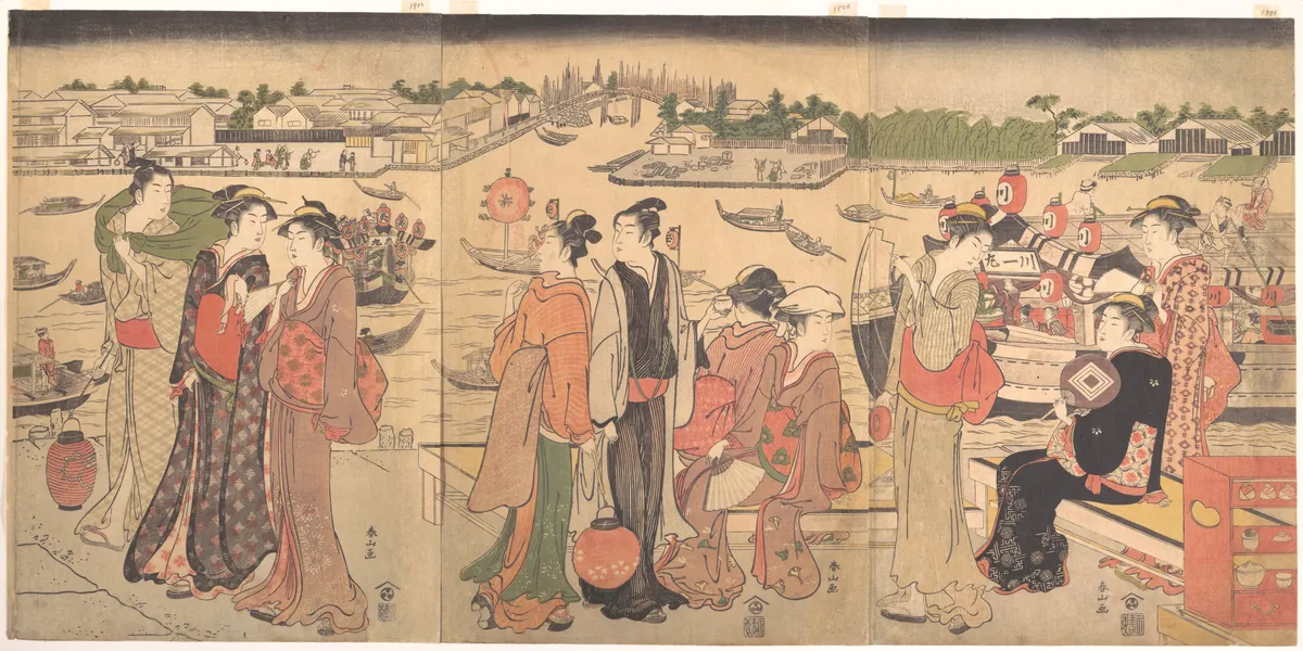 Festival by the Sumida River | Katsukawa Shunzan - 浮世繪畫廊