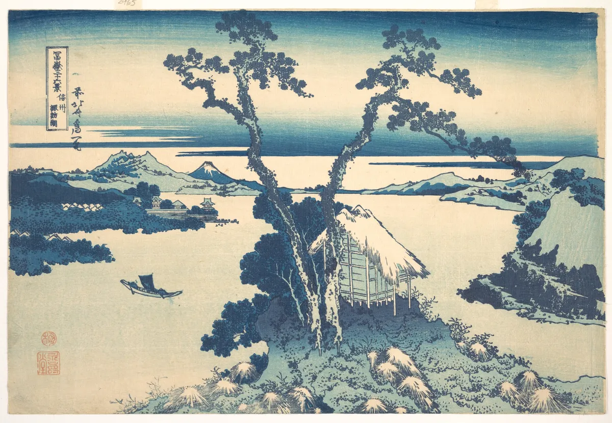 Lake Suwa in Shinano Province (Shinshū Suwako), from the series Thirty-six Views of Mount Fuji (Fugaku sanjūrokkei) | Katsushika Hokusai - 浮世繪畫廊