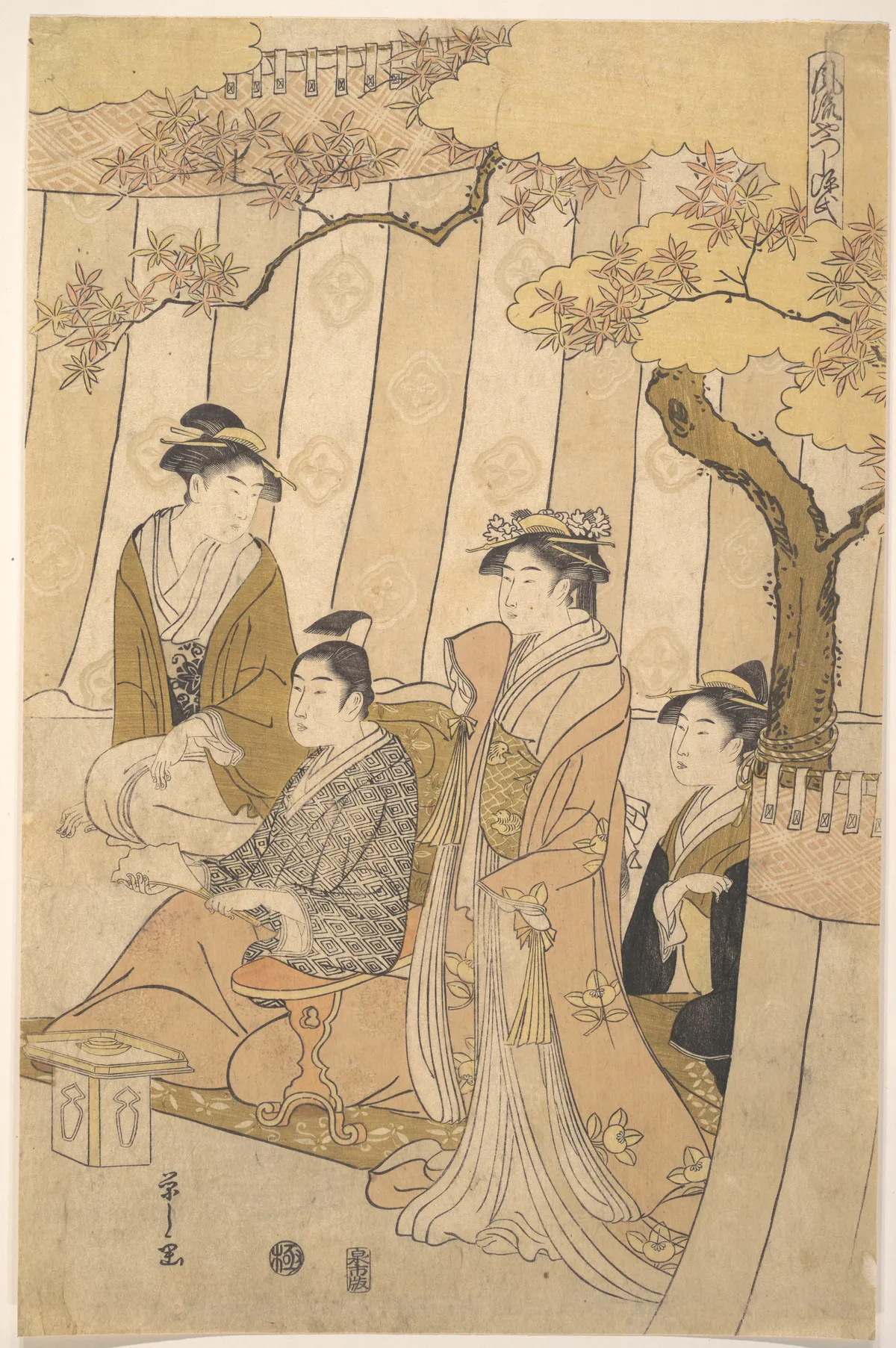Prince Genji and Three Young Women | Chōbunsai Eishi - 浮世繪畫廊