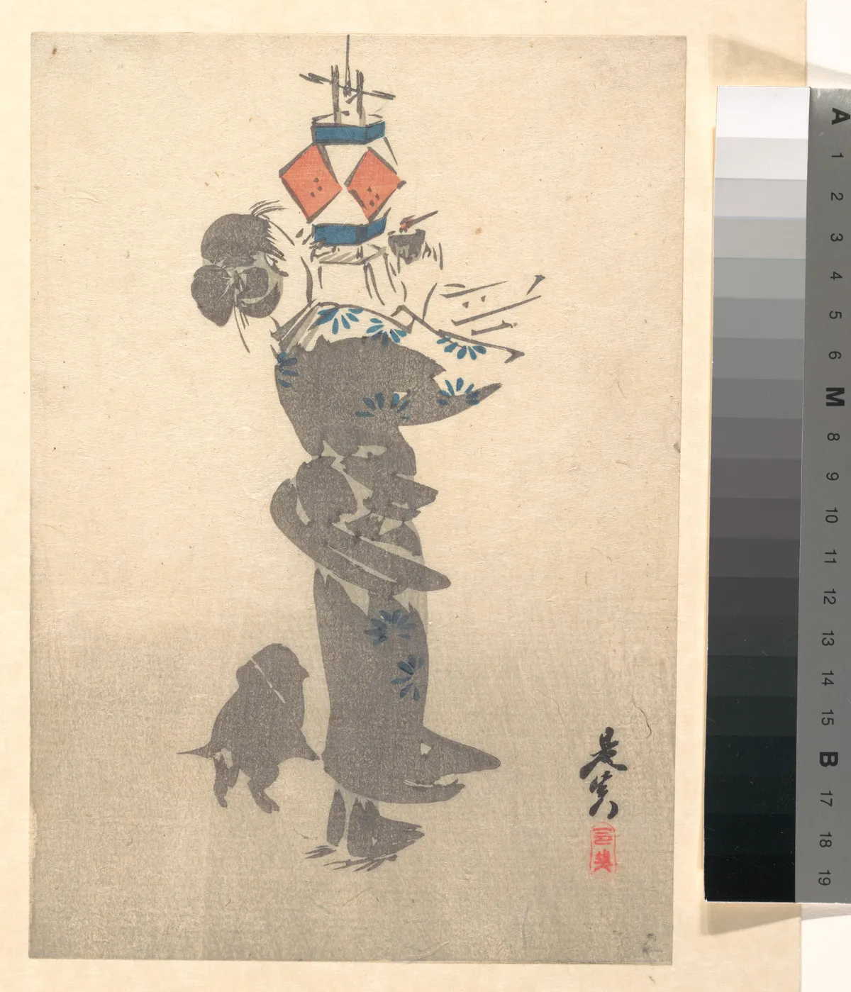 Lighting a Hanging Lantern for the Obon Festival | Shibata Zeshin 柴田是真 - 浮世繪畫廊