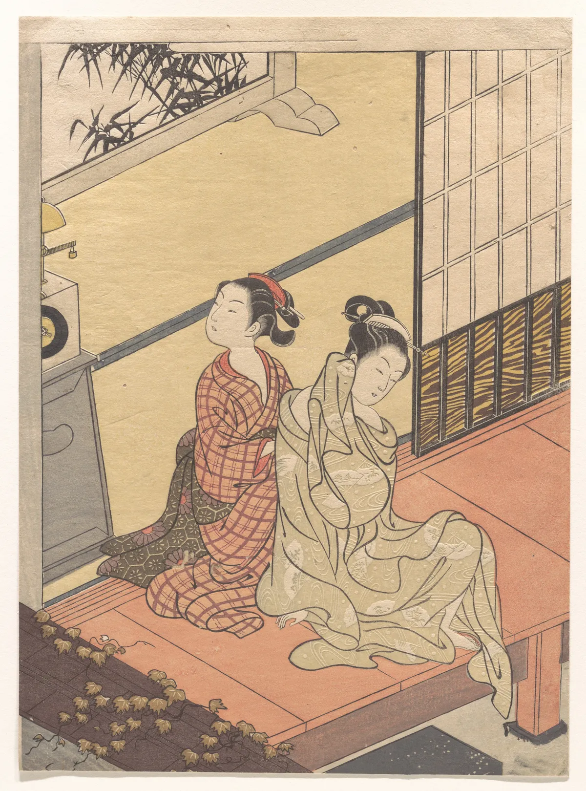 Evening Chime of the Clock (Tokei no banshō), from the series “Eight Parlor Views” (Zashiki hakkei) | Suzuki Harunobu - 浮世繪畫廊