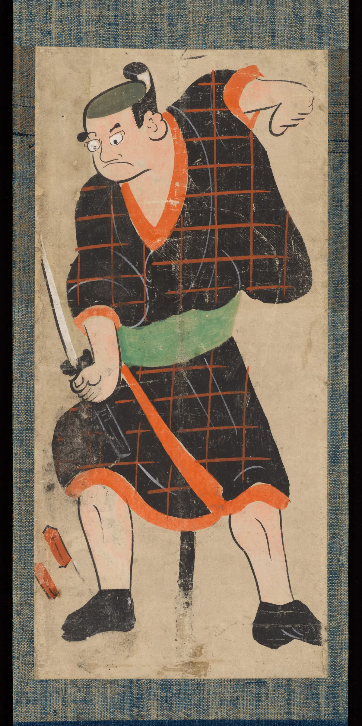 Ōtsu-e of Kabuki Actor Playing the Outlaw Hotei Ichiemon, of the “Karigane Five” | Unknown Artist - 浮世繪畫廊