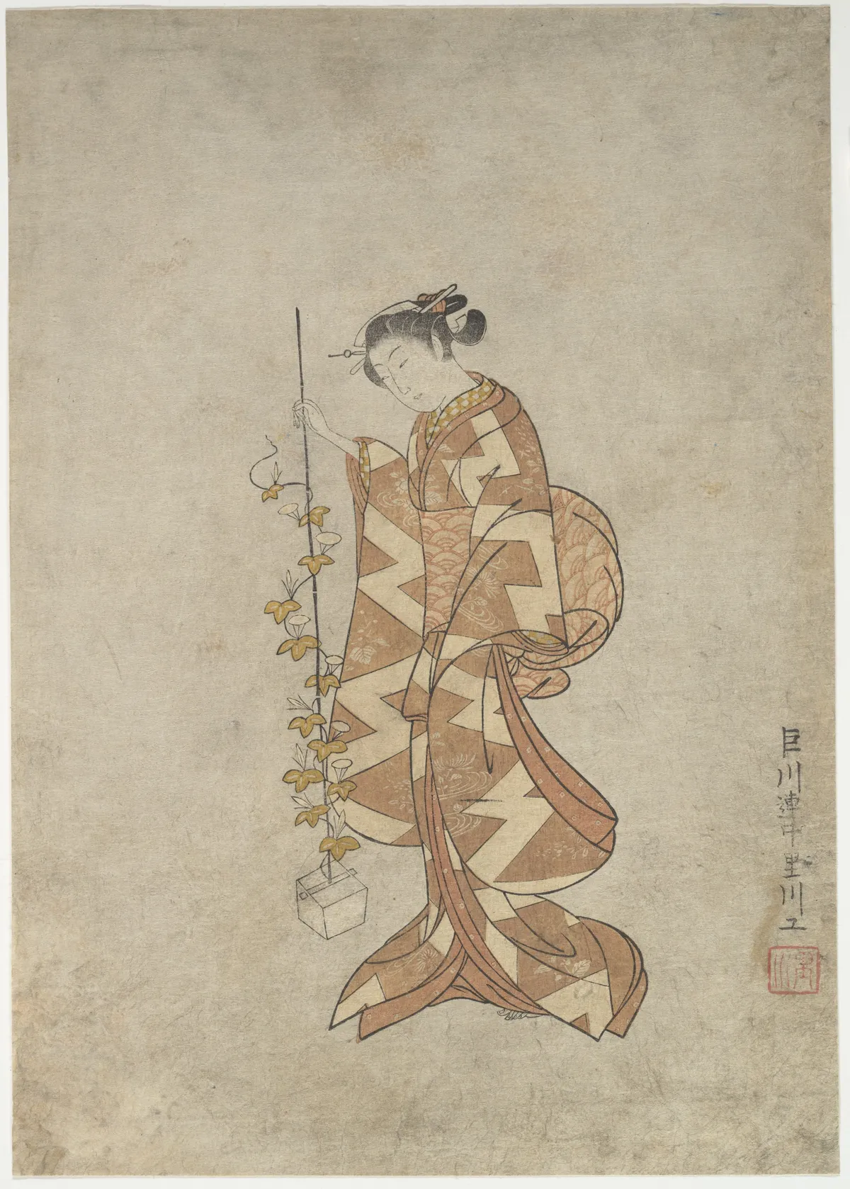 Modern Representation of the Poetess Kaga no Chiyo | Suzuki Harunobu - 浮世繪畫廊