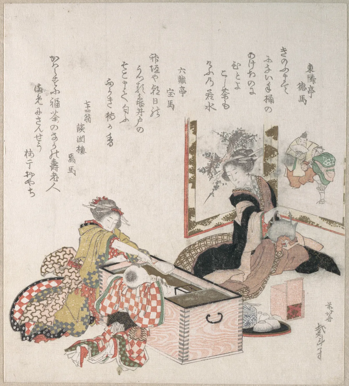 Women Preparing Tea Around the Fire-Holder | Katsushika Hokusai - 浮世繪畫廊