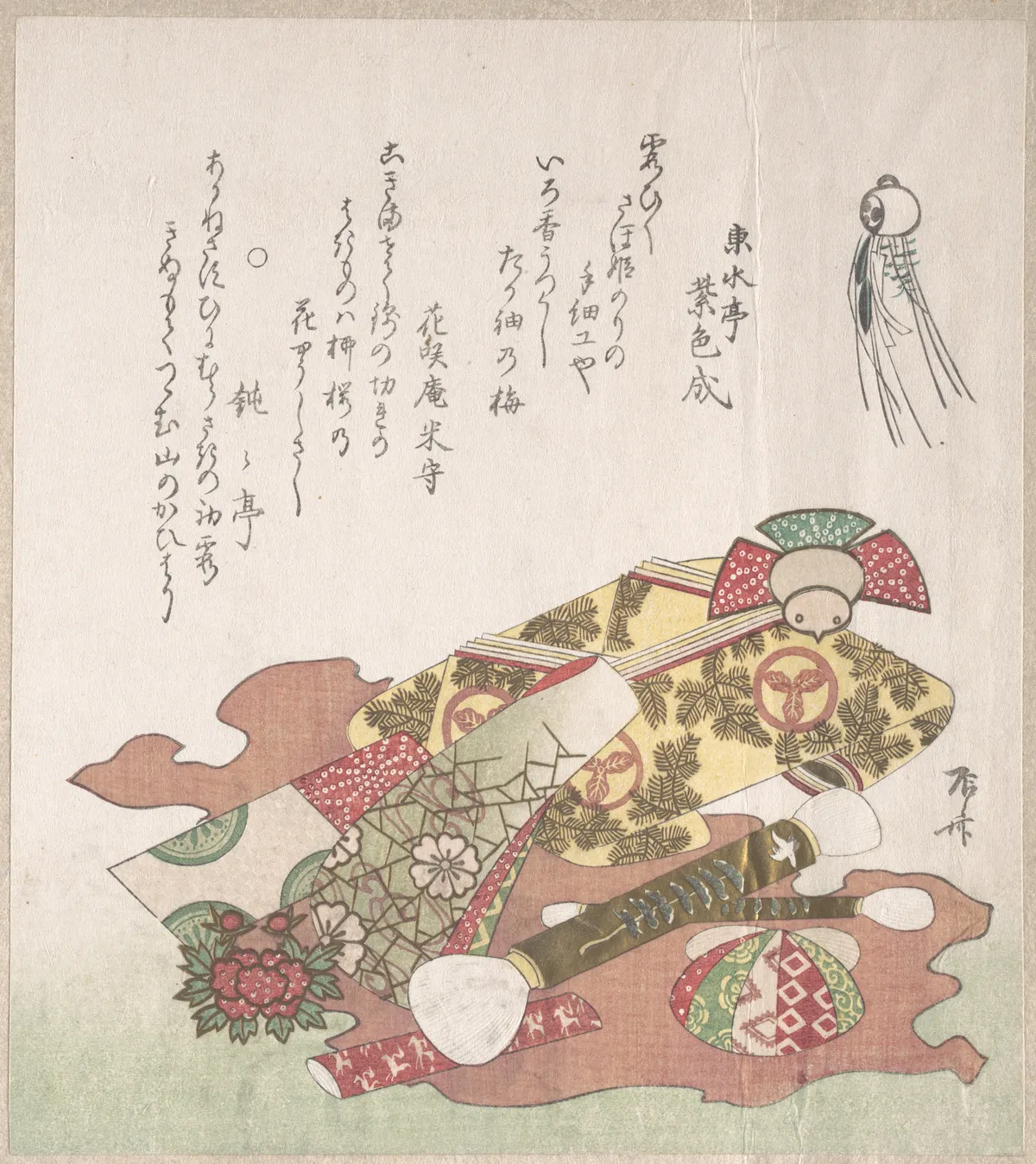 Brushes and Paper Ornaments | Ryūryūkyo Shinsai - 浮世繪畫廊