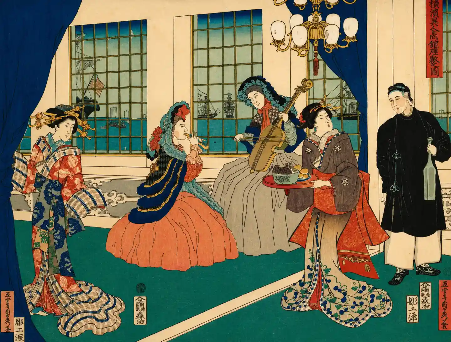 Drawing Room of a Foreign Business Establishment in Yokohama | Utagawa (Gountei) Sadahide - 浮世繪畫廊