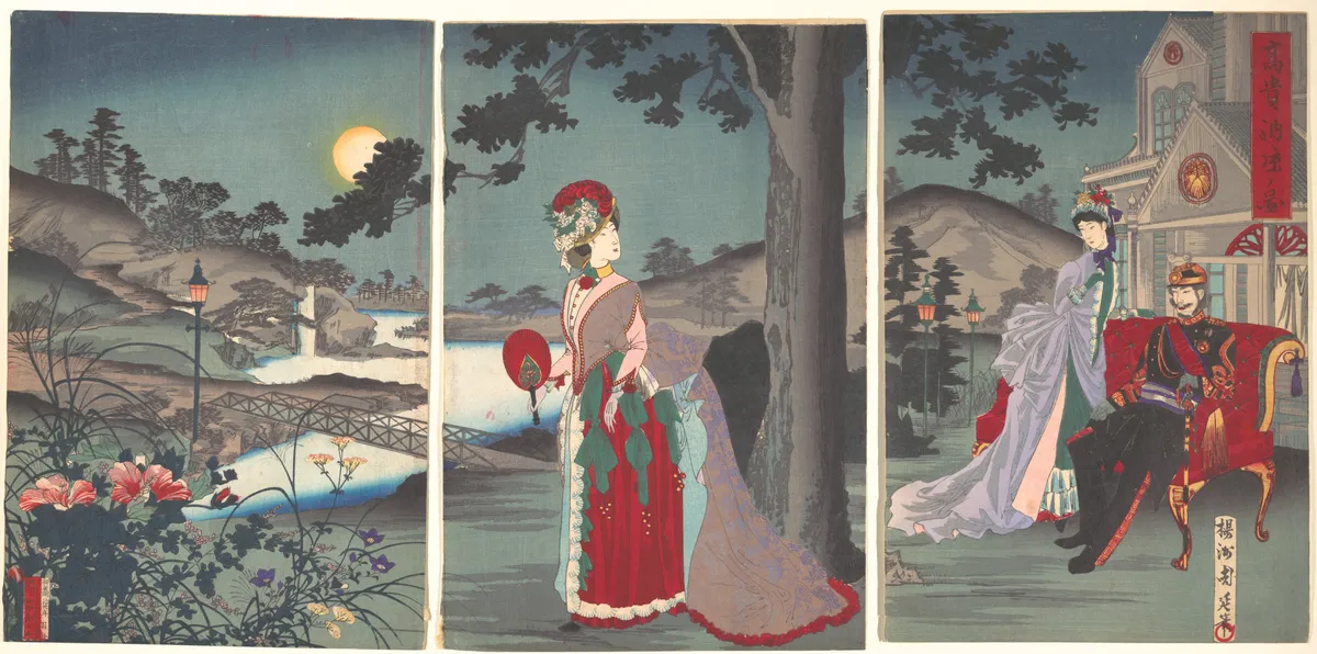 Nobility in the Evening Cool (Koki nōryō no zu) | Yōshū (Hashimoto) Chikanobu - 浮世繪畫廊