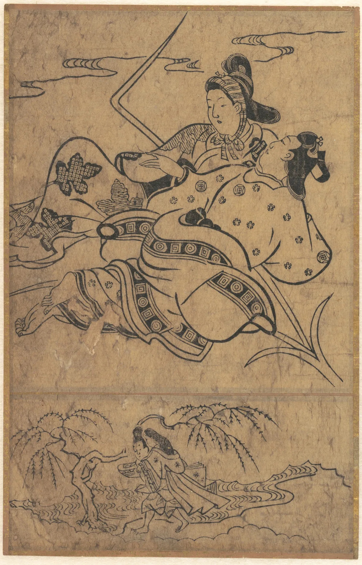 "At the Edge of the River Akutagawa" from the Tales of Ise (Ise monogatari) | Sugimura Jihei - 浮世繪畫廊