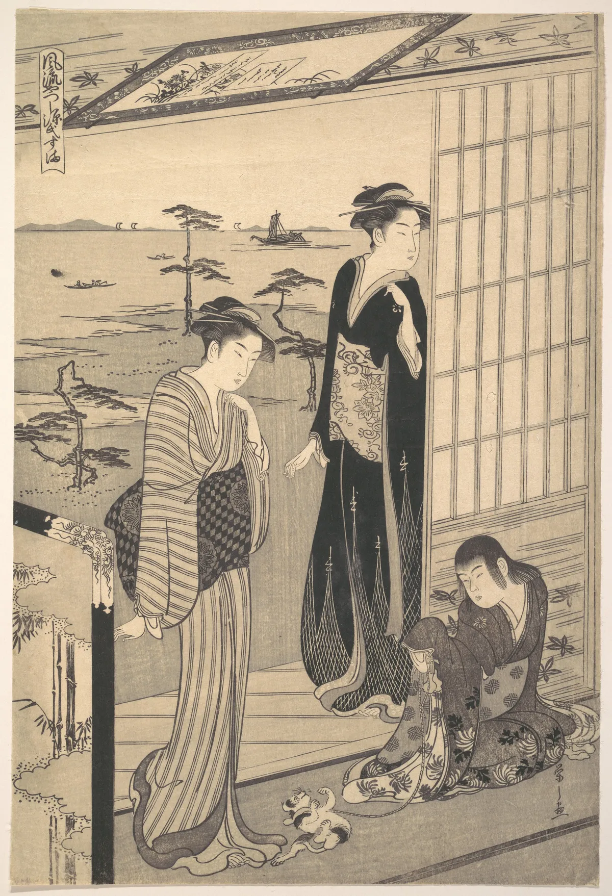 Genji in Exile at Suma, from the series Genji in Fashionable Modern Guise (Fūryū yatsushi Genji: Suma) | Chōbunsai Eishi - 浮世繪畫廊