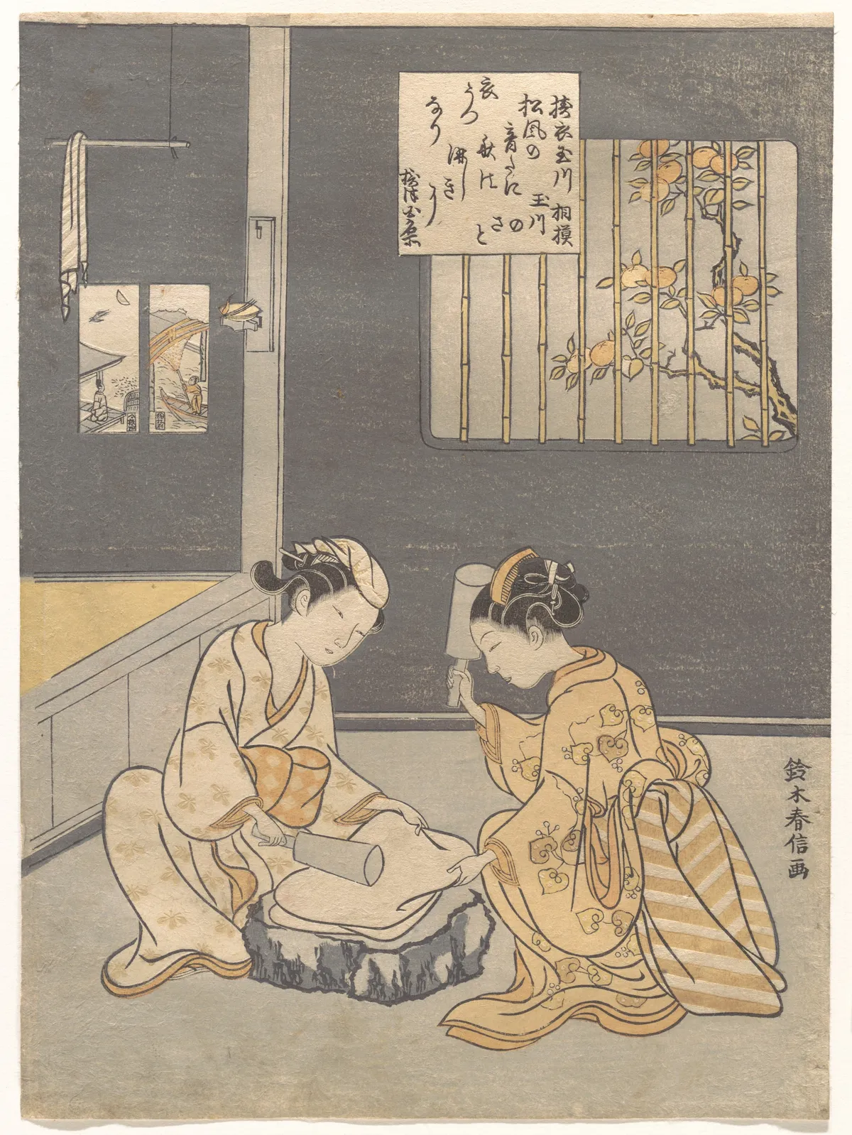 The Cloth-Fulling Jewel River, a Famous Place in Settsu Province (Tōi no Tamagawa, Settsu no meisho), from an untitled series of Six Jewel Rivers (Mu Tamagawa) | Suzuki Harunobu - 浮世繪畫廊