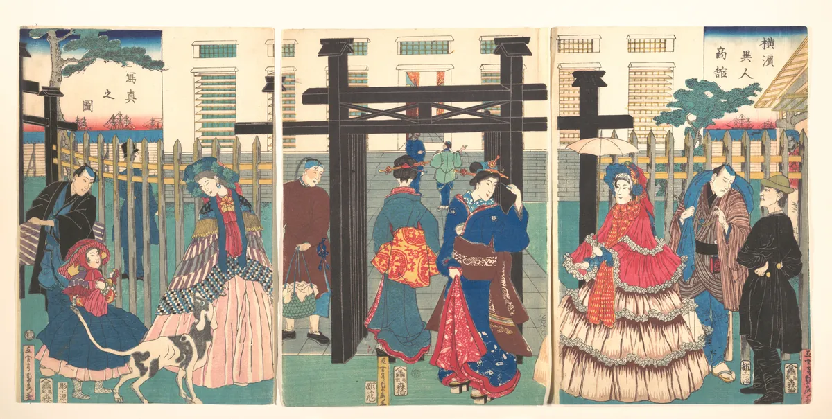 Foreign Business Establishment in Yokohama (Yokohama ijin shōkan shashin no zu) | Utagawa (Gountei) Sadahide - 浮世繪畫廊