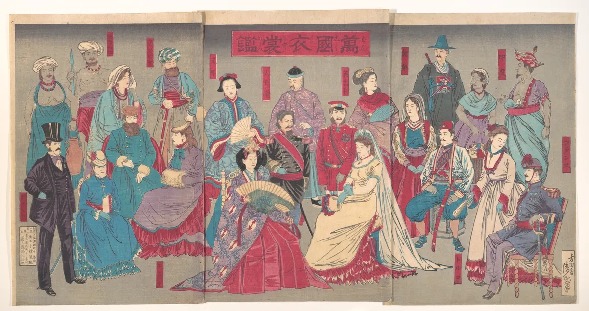 Mirror of National Costumes of All Nations  (Bankoku ishō kagami) | Kobayashi Kiyochika - 浮世繪畫廊