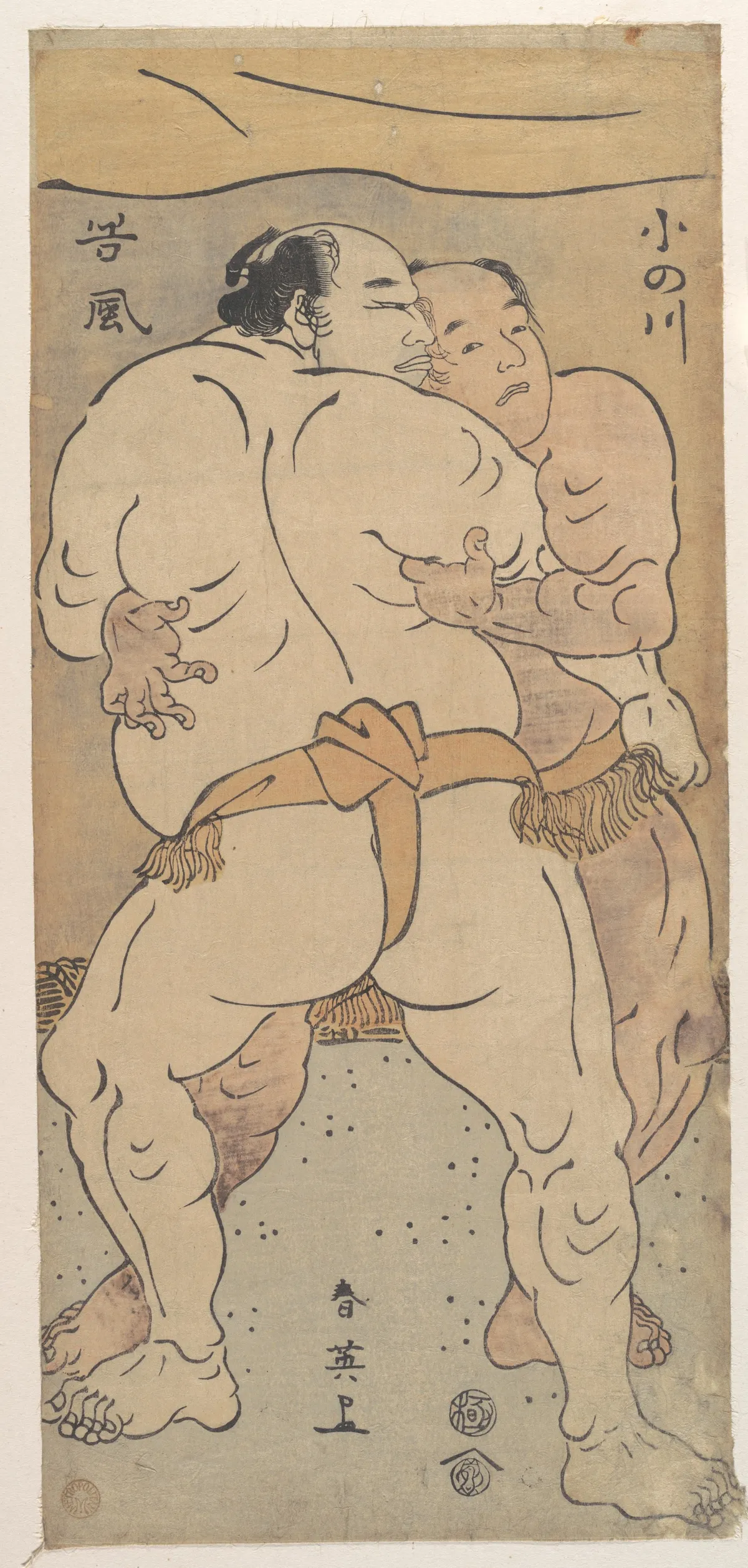 Two Famous Wrestlers Onogawa and Tanikase | Katsukawa Shun'ei 勝川春英 - 浮世繪畫廊