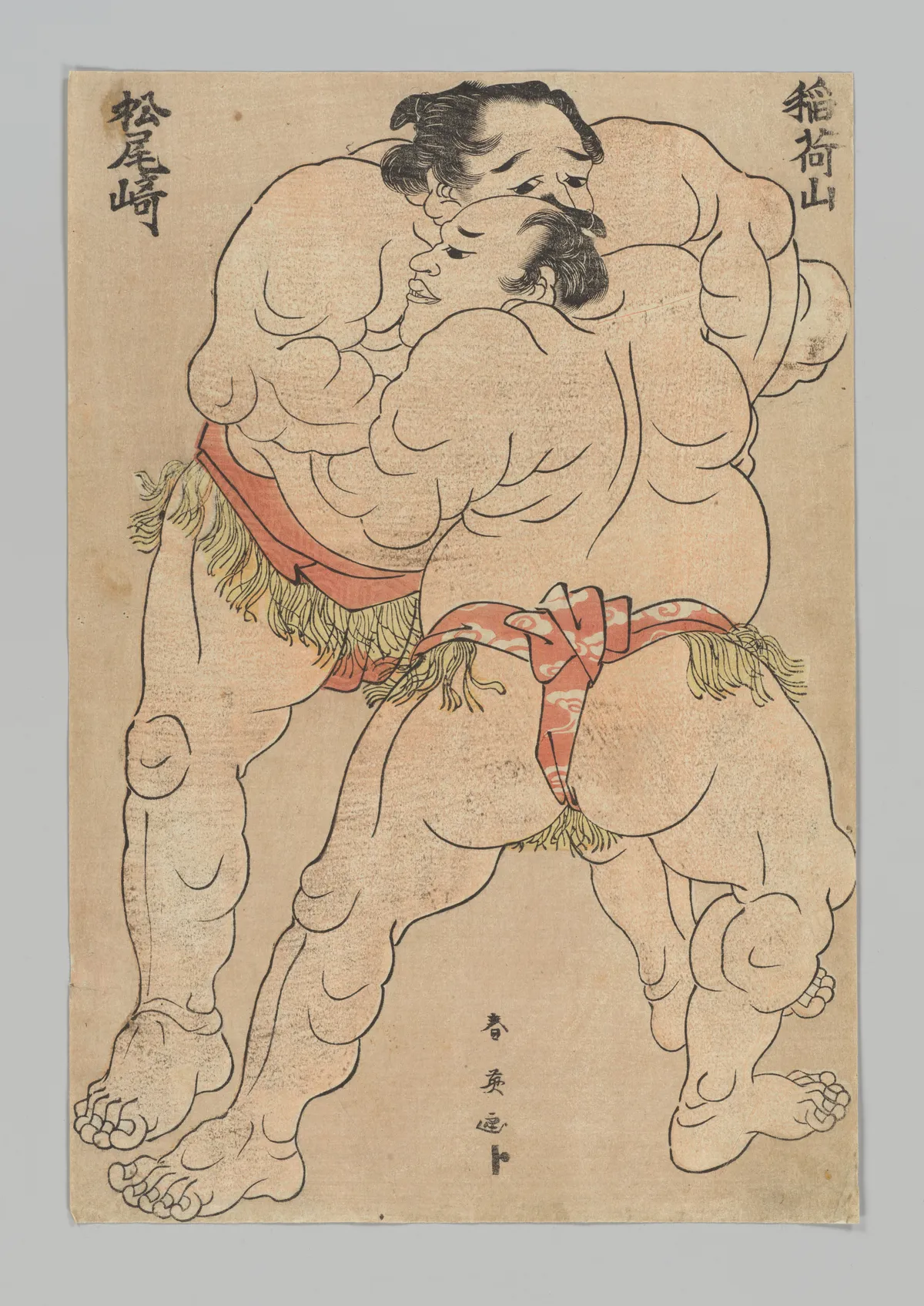 Sumo Wrestlers Inariyama and Matsuozaki | Katsukawa Shun'ei - 浮世繪畫廊