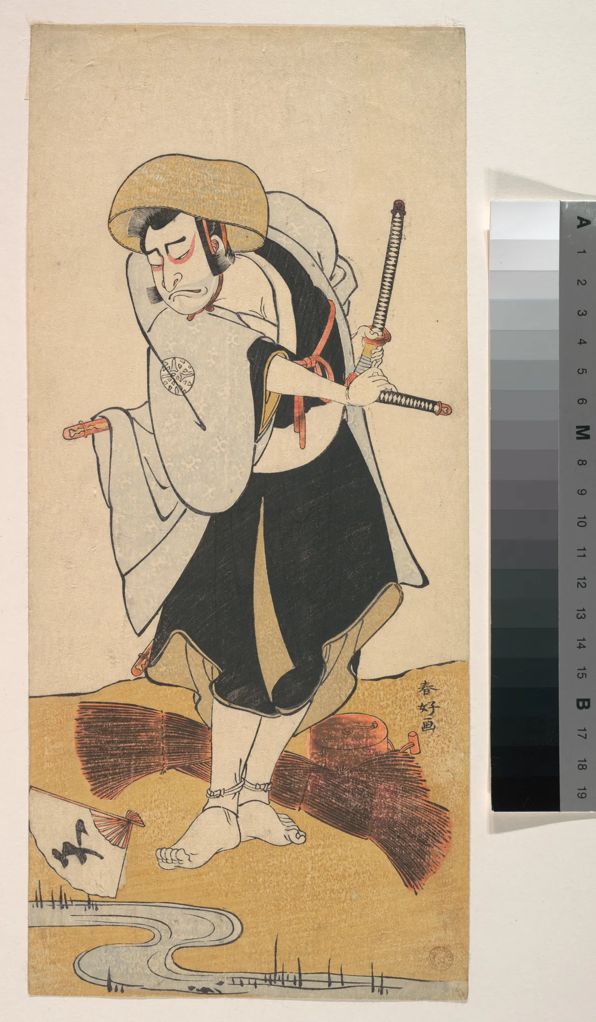 The First Nakamura Nakazo as a Ronin Samurai Attired in a Black Kimono | Katsukawa Shunkō - 浮世繪畫廊