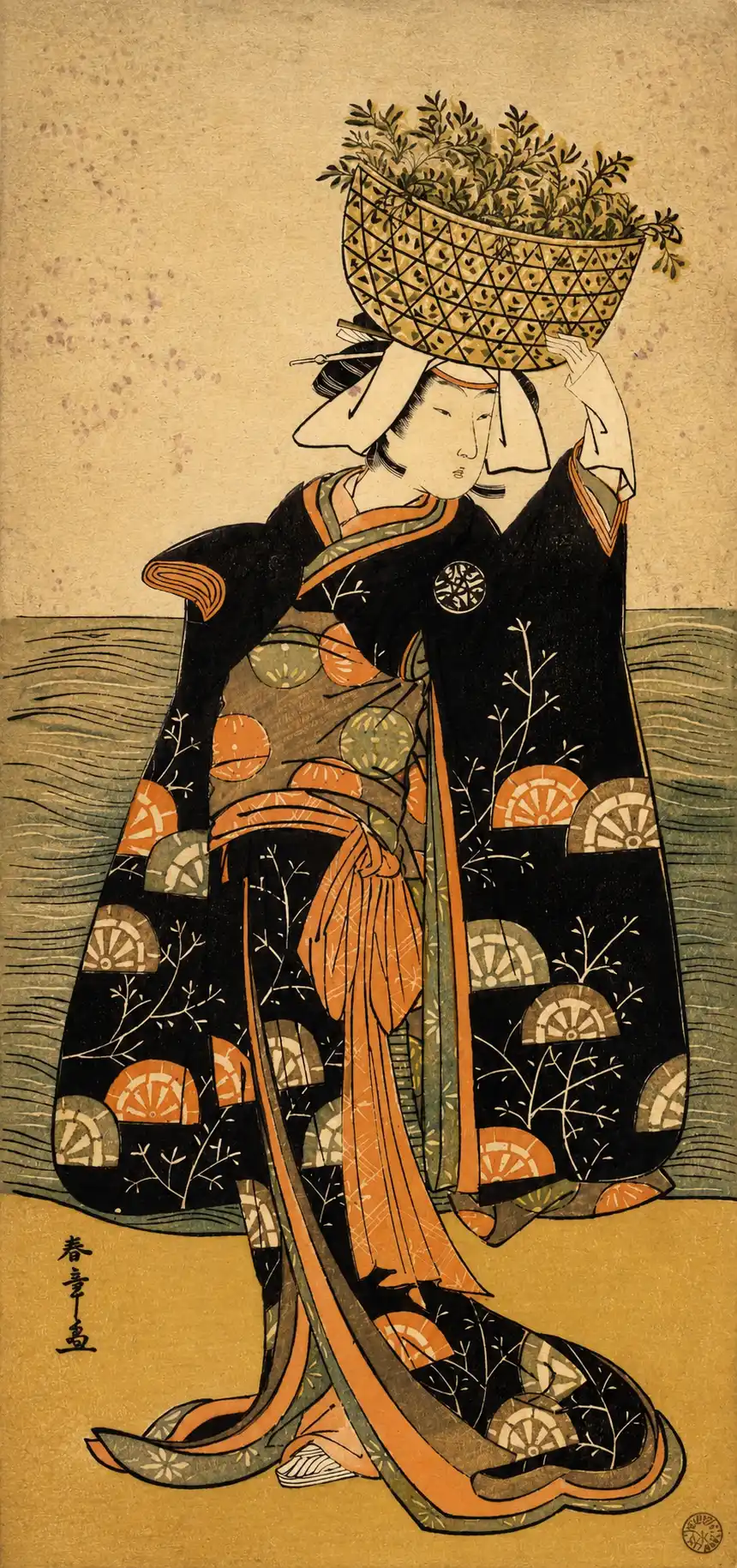 The First Nakamura Nakazo in the Role of the Ghost of Shiragiku | Katsukawa Shunshō　勝川春章 - 浮世繪妖怪與怪談幽靈畫廊