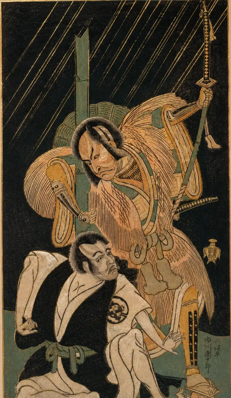 Actors Ichikawa Danjūrō IV as Yakko Yodohei and Nakamura Utaemon I as the Monk Kiyomizu no Seigen | Katsukawa Shunshō　勝川春章 - 浮世繪畫廊