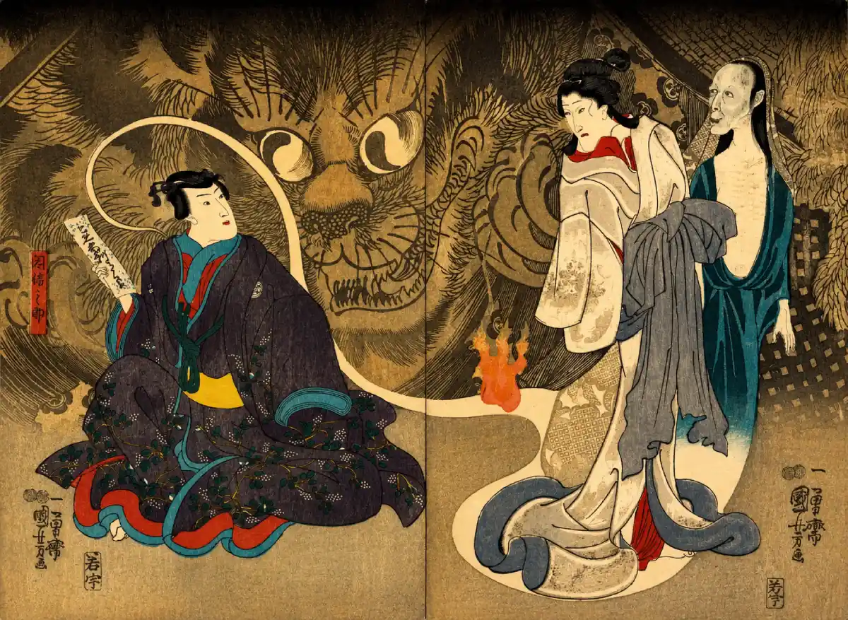 Scene from a Ghost Story: The Okazaki Cat Demon | Utagawa Kuniyoshi - 浮世繪妖怪與怪談幽靈畫廊