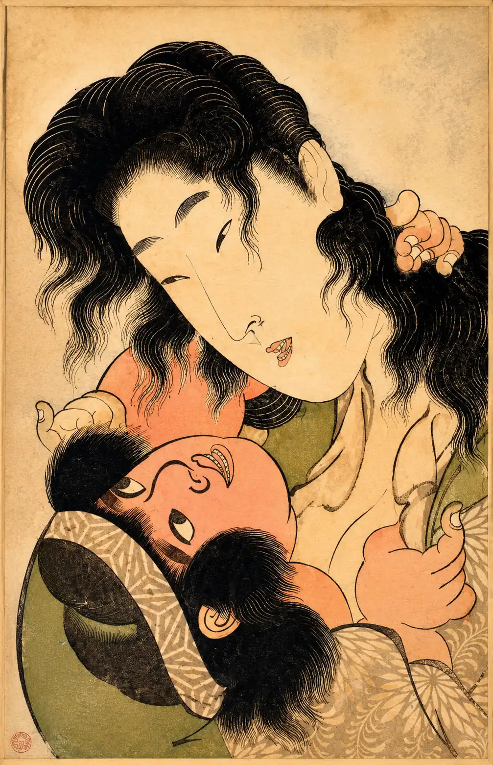 Yamauba Playing with Kintarō | Kitagawa Utamaro - 浮世繪妖怪與怪談幽靈畫廊