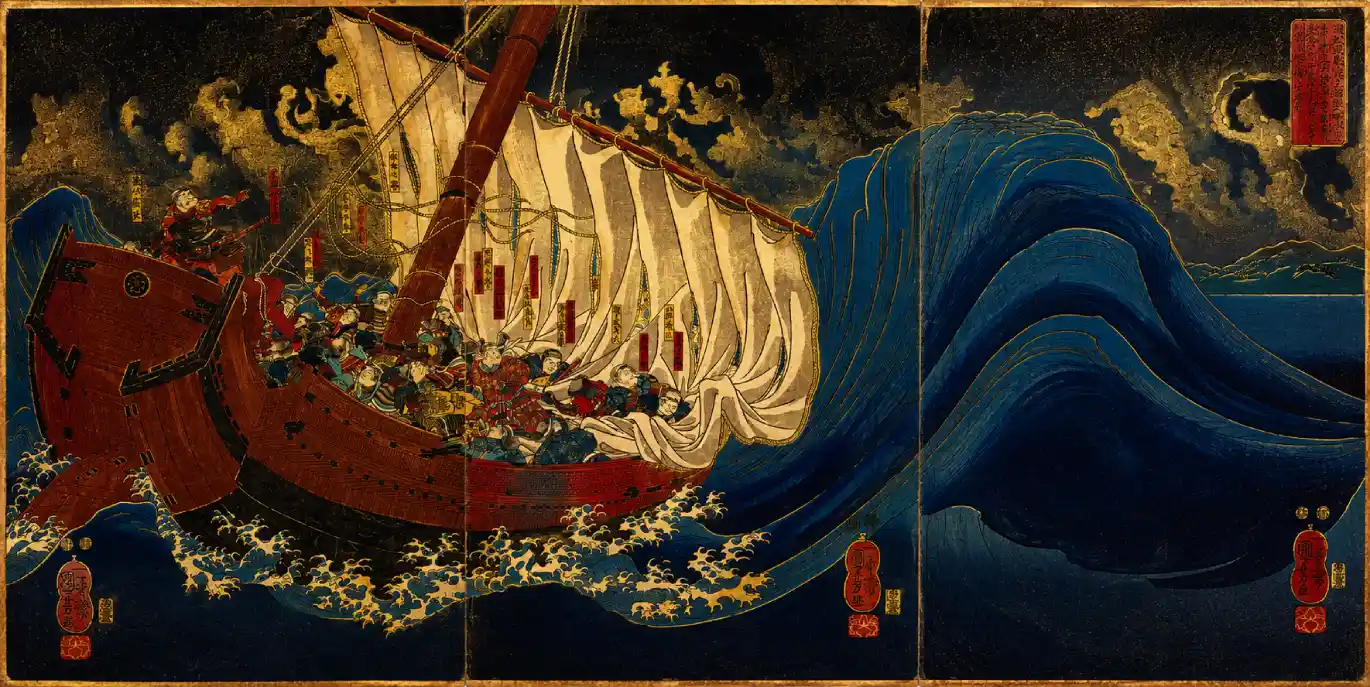 Ghosts of the Taira at Daimotsu Bay | Utagawa Kuniyoshi - 浮世繪妖怪與怪談幽靈畫廊