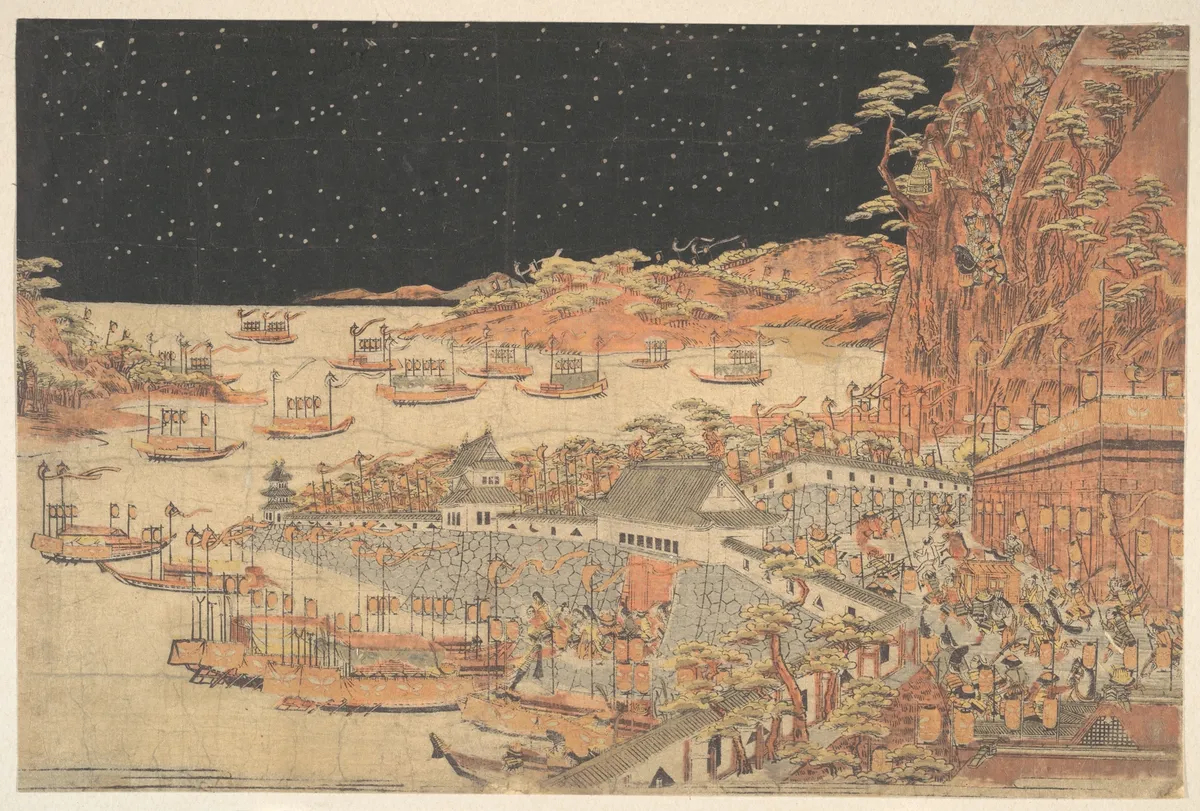 Battle of Ichi–no–tani, March 21, 1184 | Utagawa Toyoharu - 浮世繪畫廊