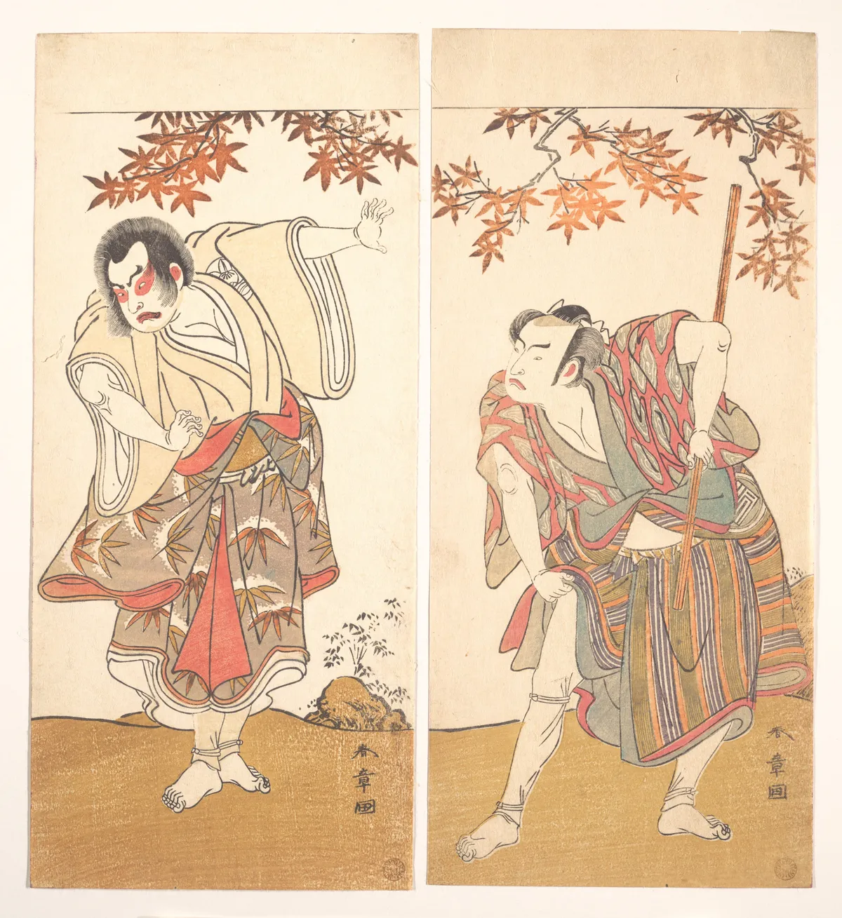 The Actors Ichimura Uzaemon and Arashi Sangorō | Katsukawa Shunshō　勝川春章 - 浮世繪畫廊