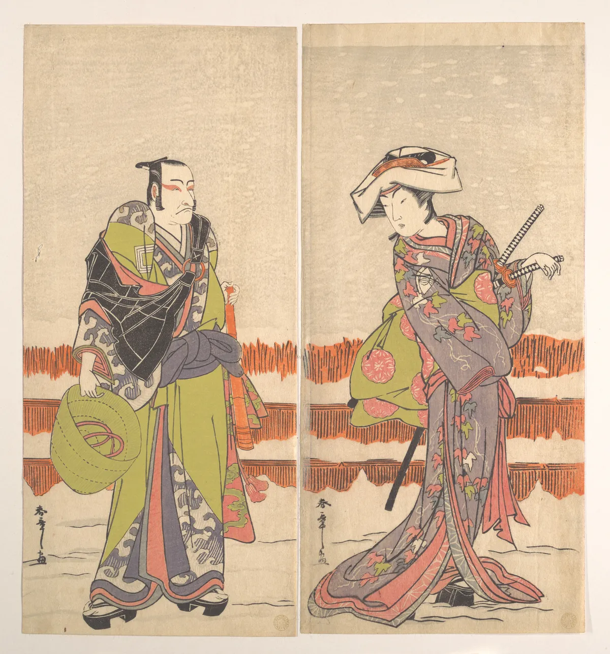 Ichikawa Danjuro Fifth as a Komuso Holding a Basket-Hat in His Right Hand | Katsukawa Shunshō　勝川春章 - 浮世繪畫廊