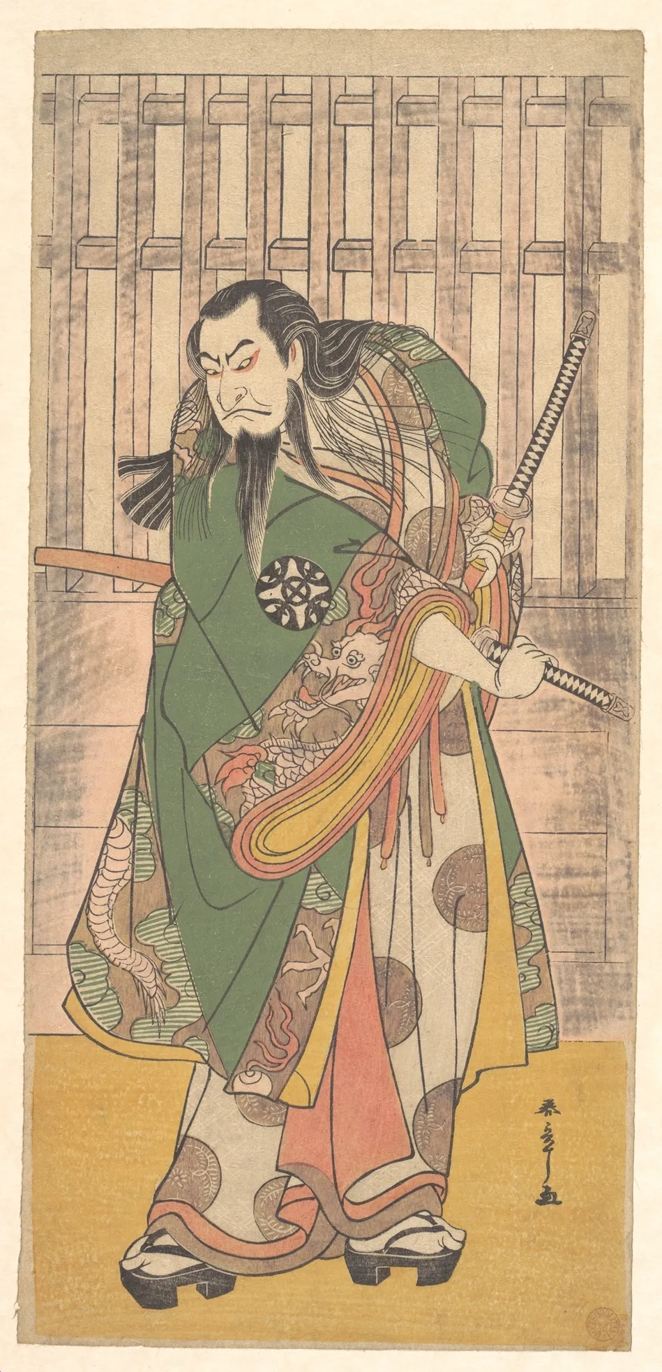 The Actor Nakamura Nakazō I as the Elderly Samurai Hige no Ikyū | Katsukawa Shunshō　勝川春章 - 浮世繪畫廊