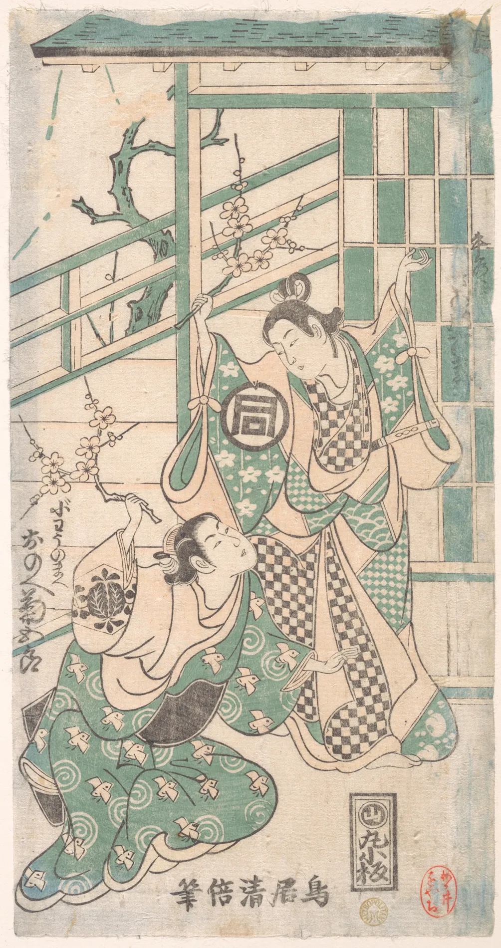 Scene From the Drama "Hatsu-tori Kuruma Genji" | Torii Kiyomasu I - 浮世繪畫廊