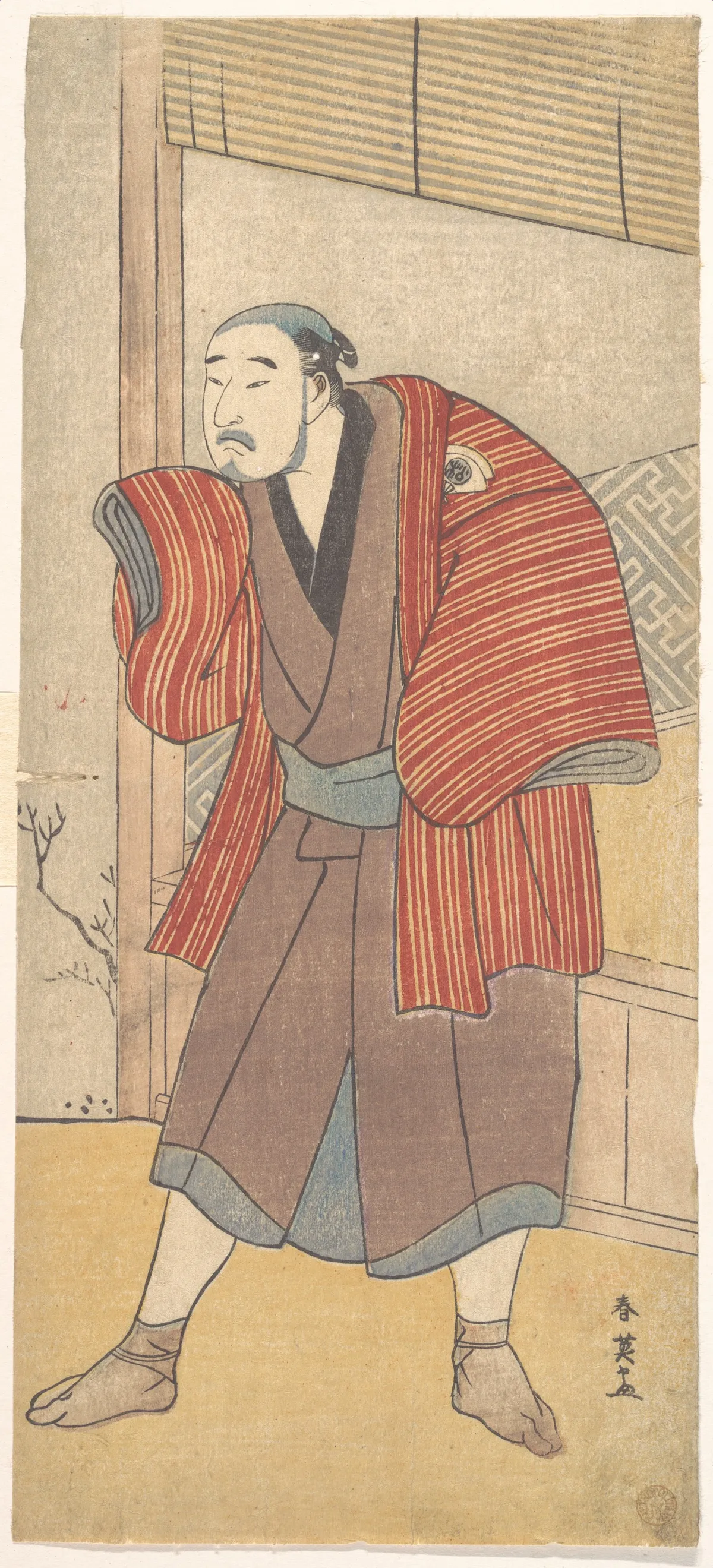 Onoe Matsusuke as a Servant Standing Beside a House | Katsukawa Shun'ei 勝川春英 - 浮世繪畫廊