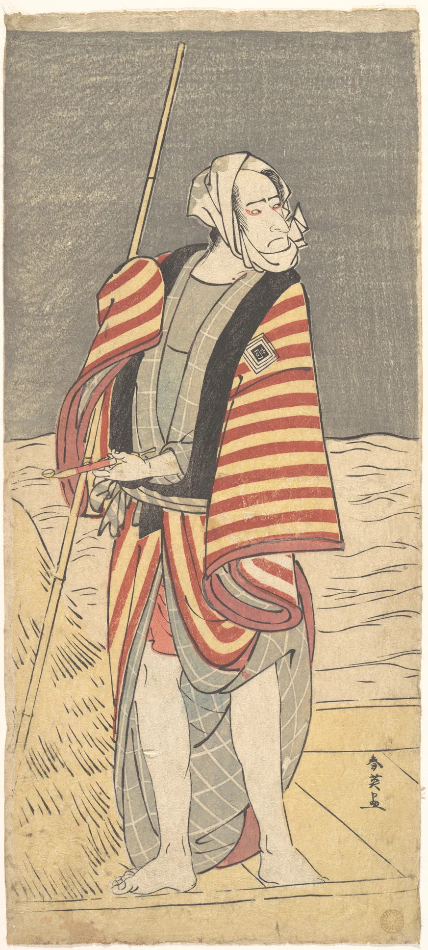 The Second Ichikawa Komazo as a Boatman Standing on the Deck of a Barge | Katsukawa Shun'ei 勝川春英 - 浮世繪畫廊