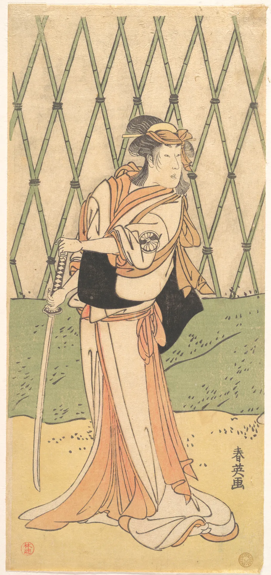 The Third Segawa Kikunojo as a Woman Standing in a Road | Katsukawa Shun'ei 勝川春英 - 浮世繪畫廊