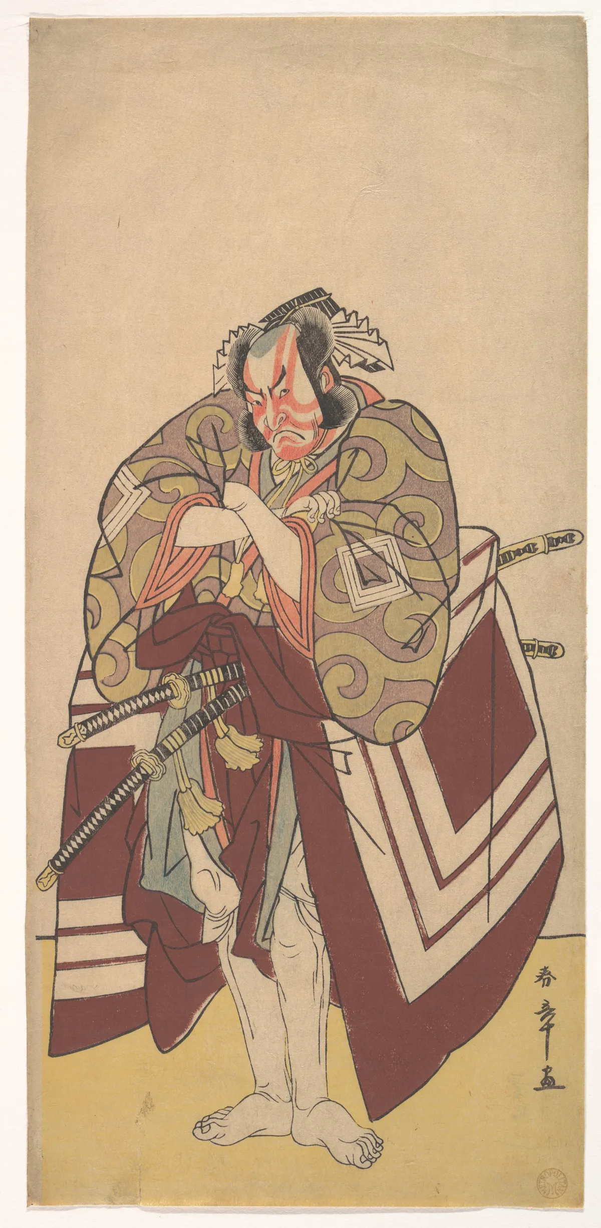 Kabuki Actor Ichikawa Danjūrō V in a Shibaraku (Stop Right There!) Role | Katsukawa Shunshō　勝川春章 - 浮世繪畫廊