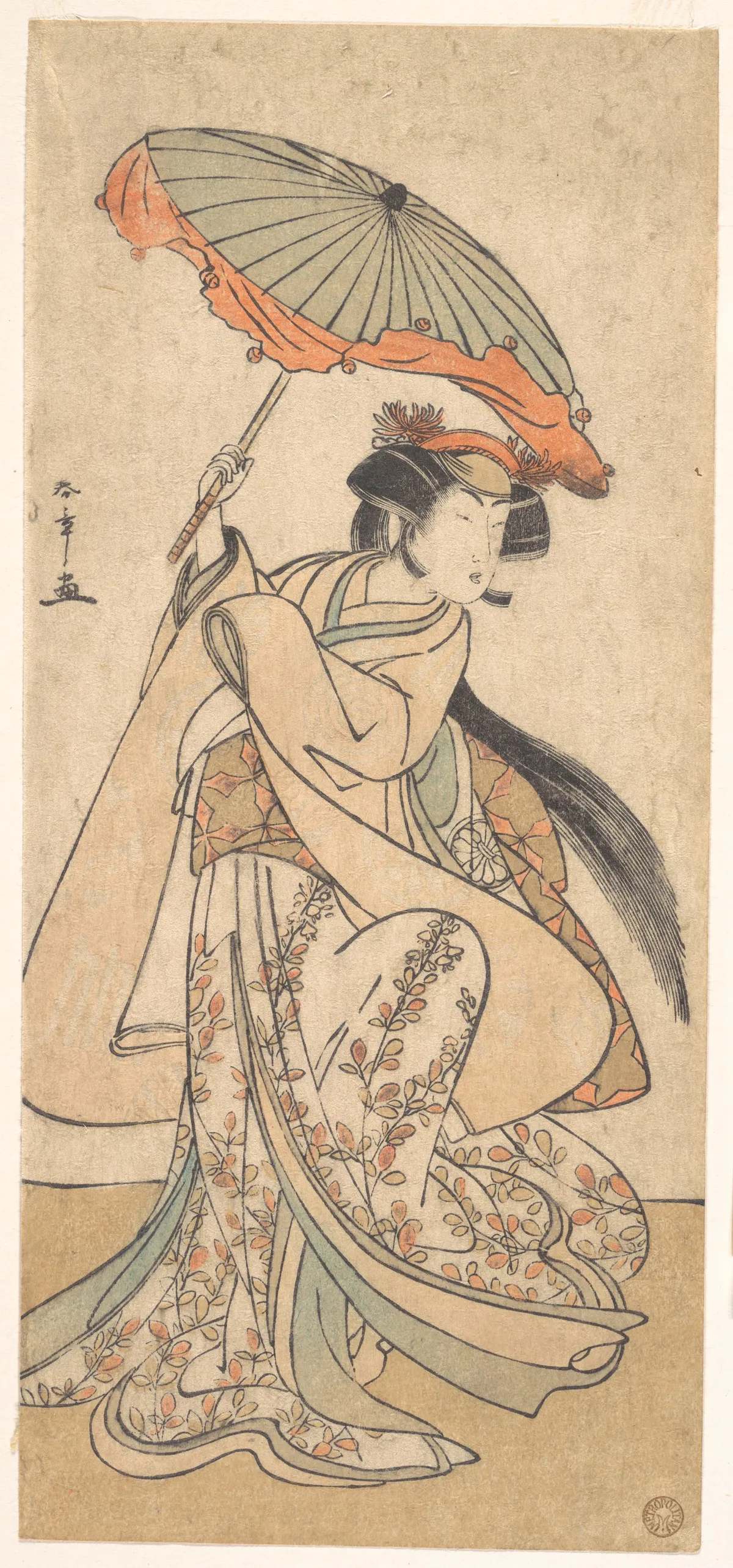The Third Segawa Kikunojo as a Woman Dancing in a Shosa Act | Katsukawa Shunshō　勝川春章 - 浮世繪畫廊