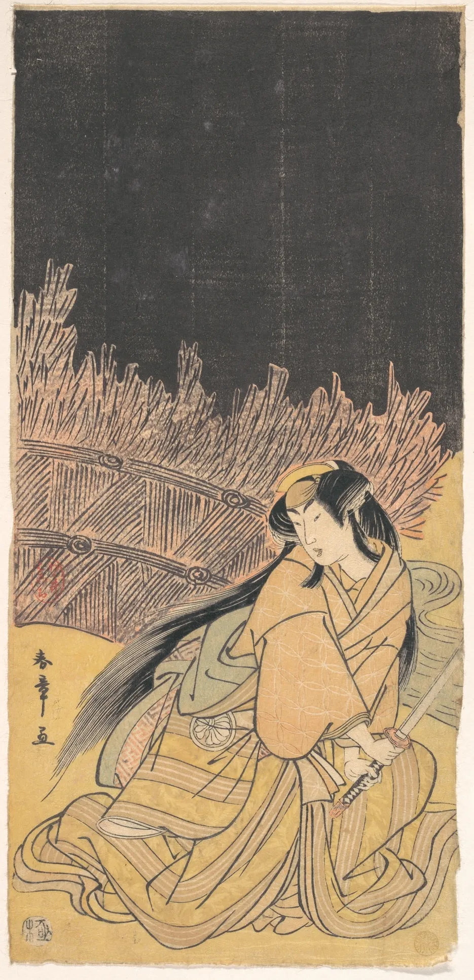 The Third Segawa Kikunojo as a Woman in a Crouching Position | Katsukawa Shunshō　勝川春章 - 浮世繪畫廊