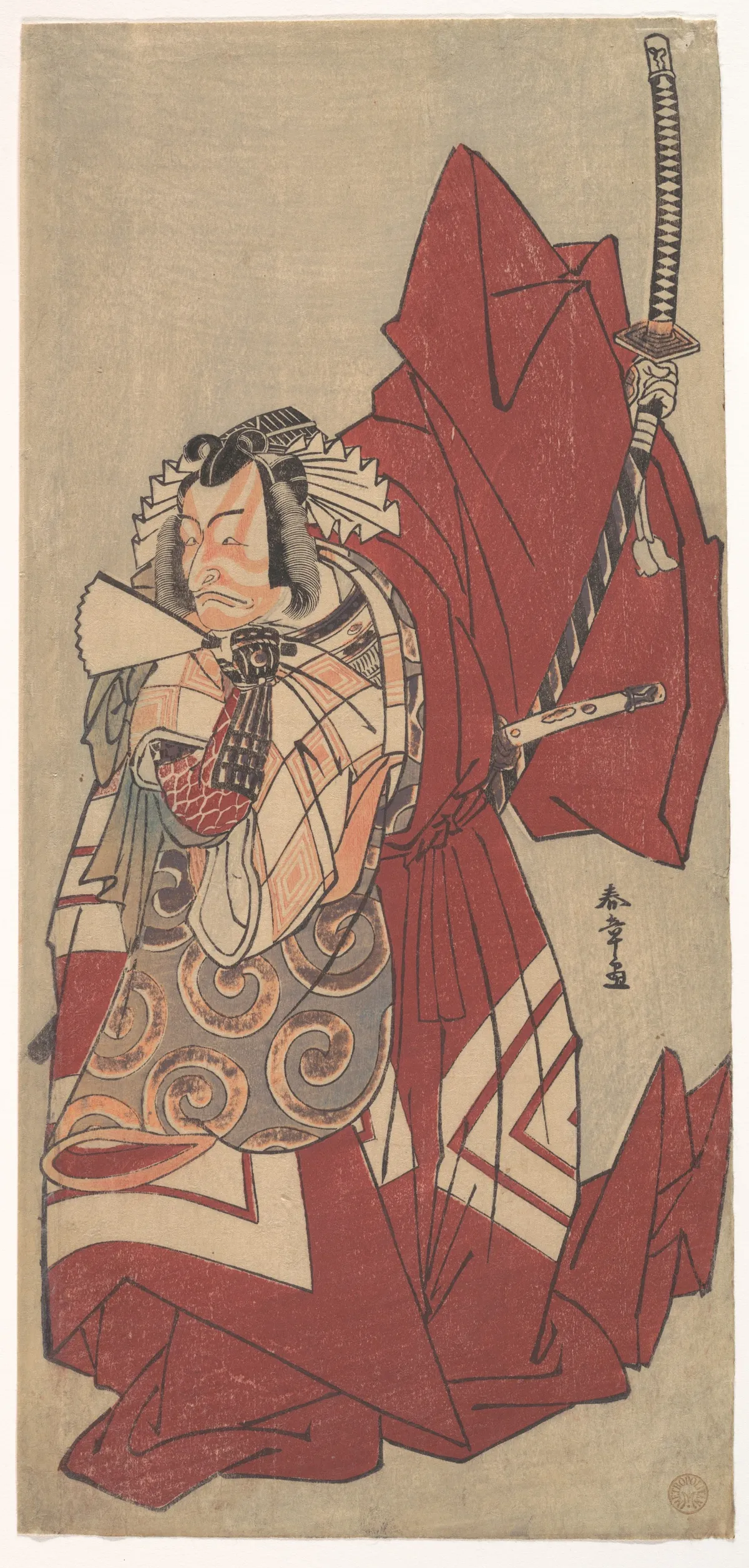 Kabuki Actor Ichikawa Danjūrō V in a Shibaraku (Stop Right There!) Role as Hannya no Gorō | Katsukawa Shunshō　勝川春章 - 浮世繪畫廊