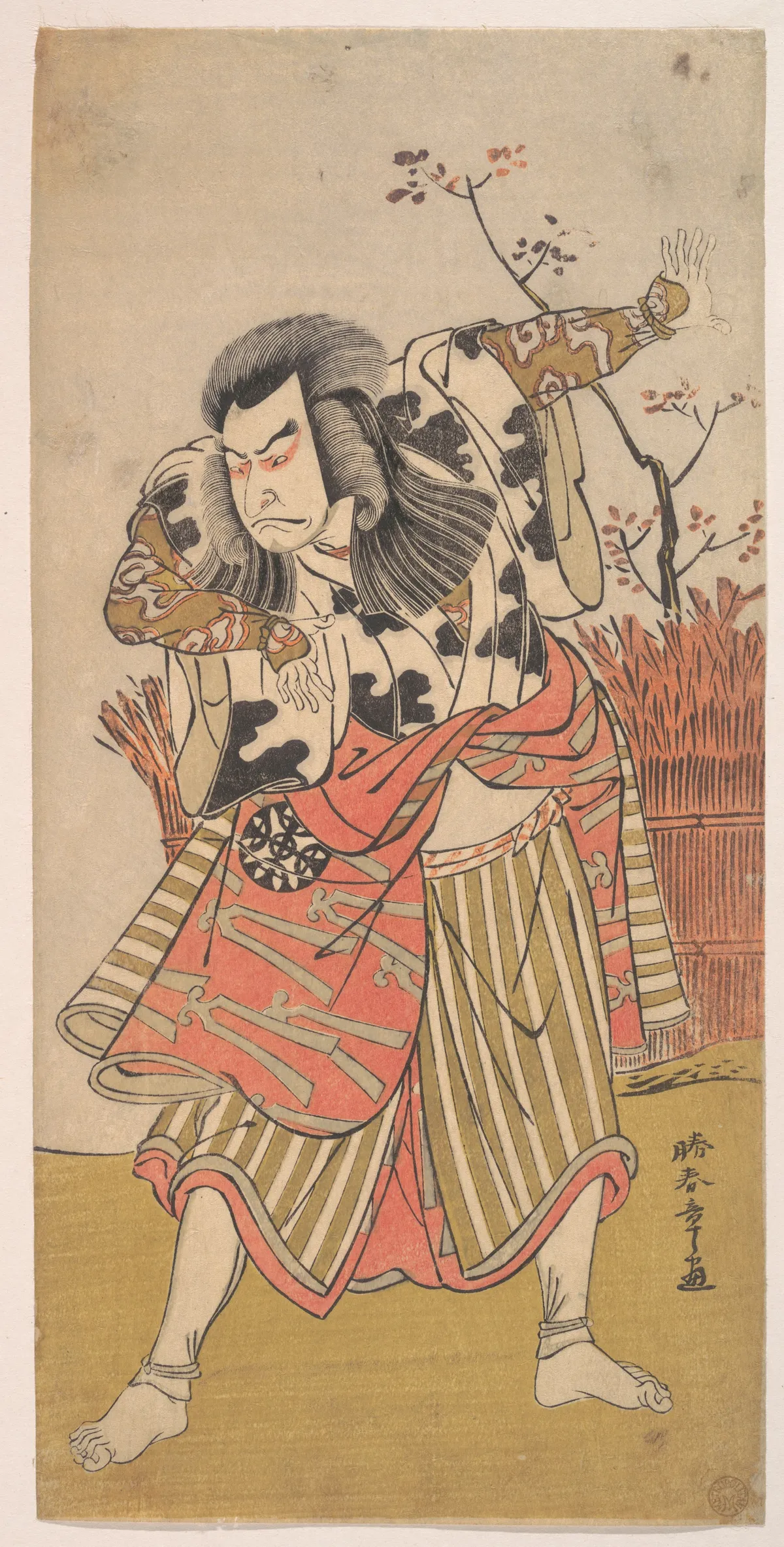 The First Nakamura Nakazo as an Unarmed Man Standing in a Dramatic Pose | Katsukawa Shunshō　勝川春章 - 浮世繪畫廊