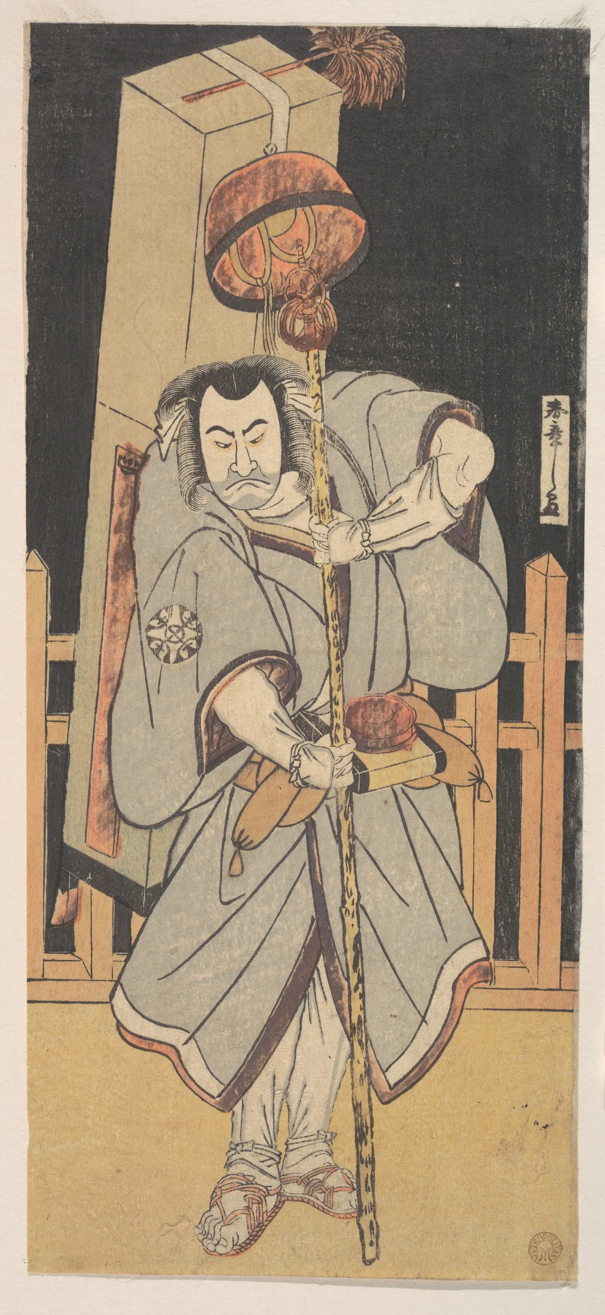 The First Nakamura Nakazo as a Rokuju-rokubu Standing at Night | Katsukawa Shunshō　勝川春章 - 浮世繪畫廊