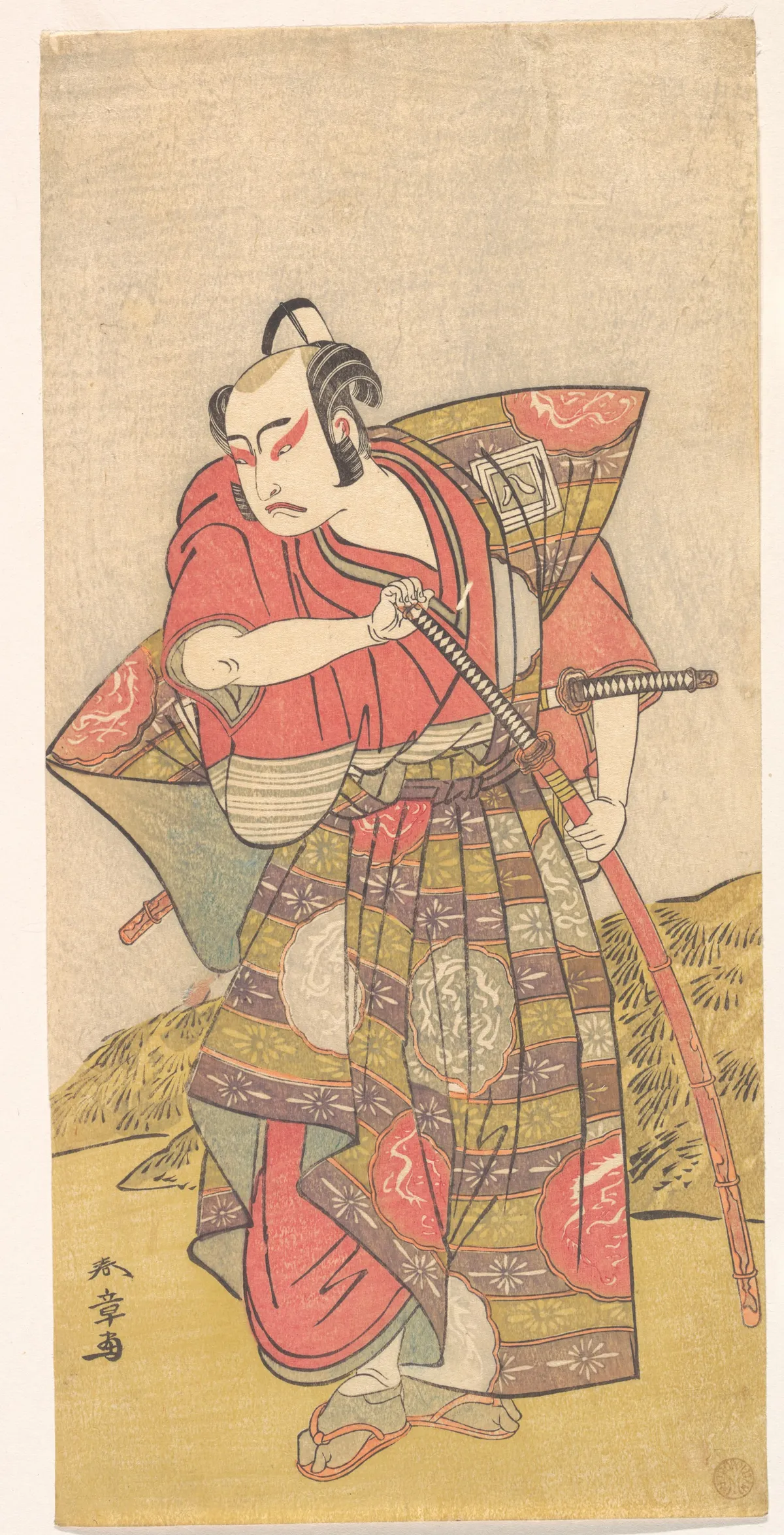 The Second Ichikawa Yaozo as a Samurai Dressed in a Gaudy Kamishimo | Katsukawa Shunshō　勝川春章 - 浮世繪畫廊