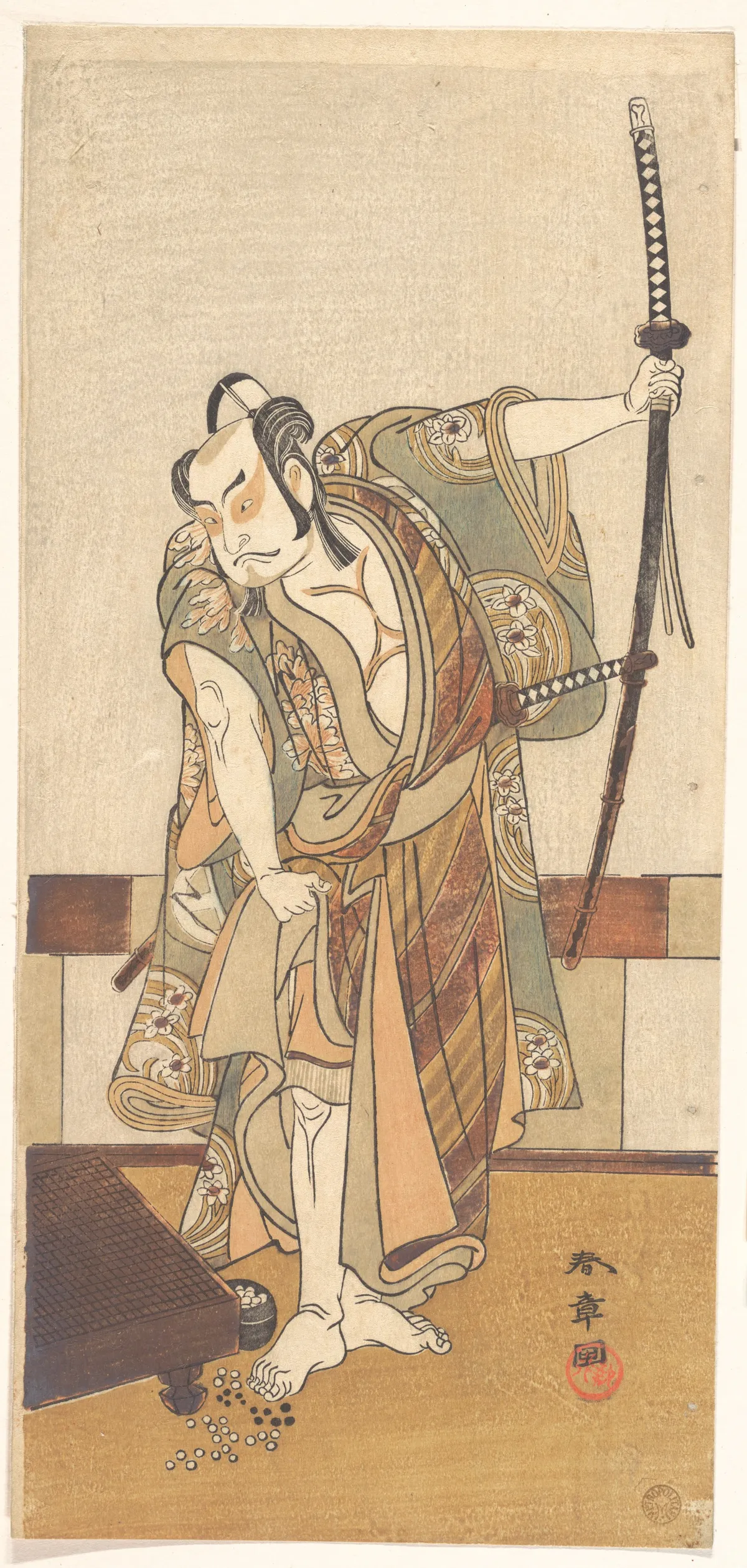The Third Otani Hiroji as a Samurai of High Rank Standing in a Room | Katsukawa Shunshō　勝川春章 - 浮世繪畫廊