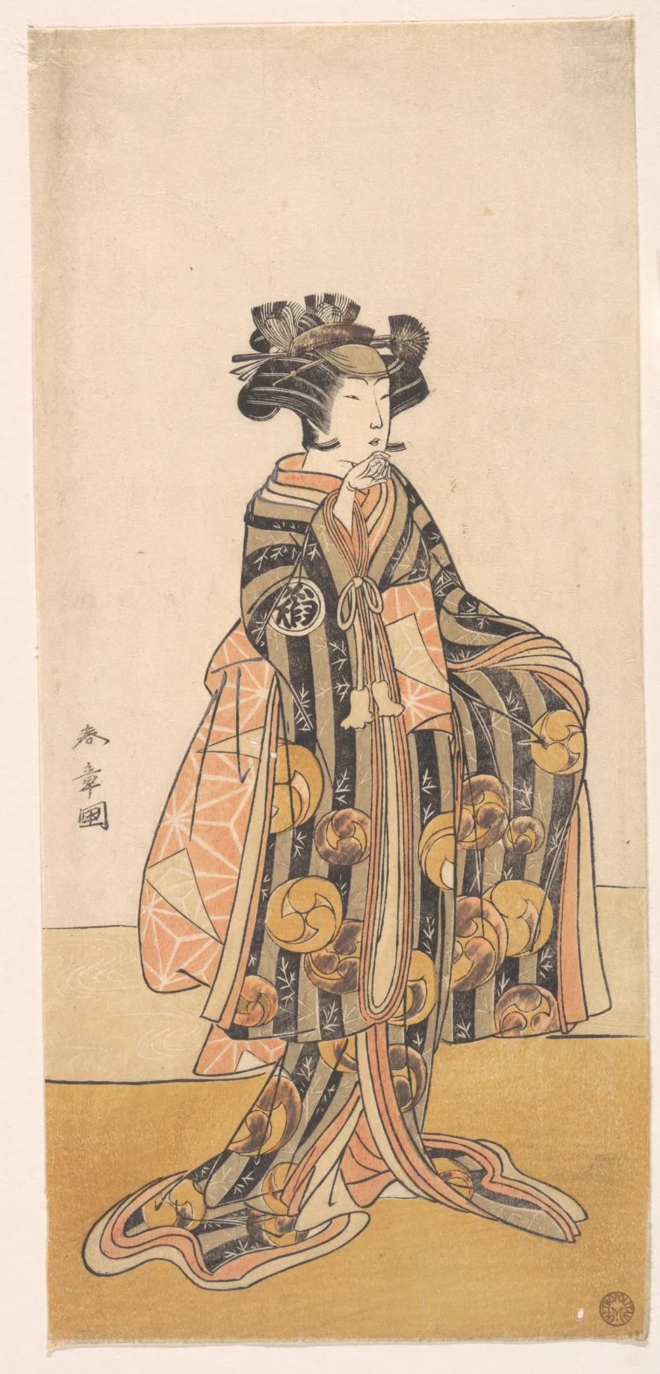 Yoshizawa Iroha as a Woman (Tomoe Gozen?) Standing on the Bank | Katsukawa Shunshō　勝川春章 - 浮世繪畫廊