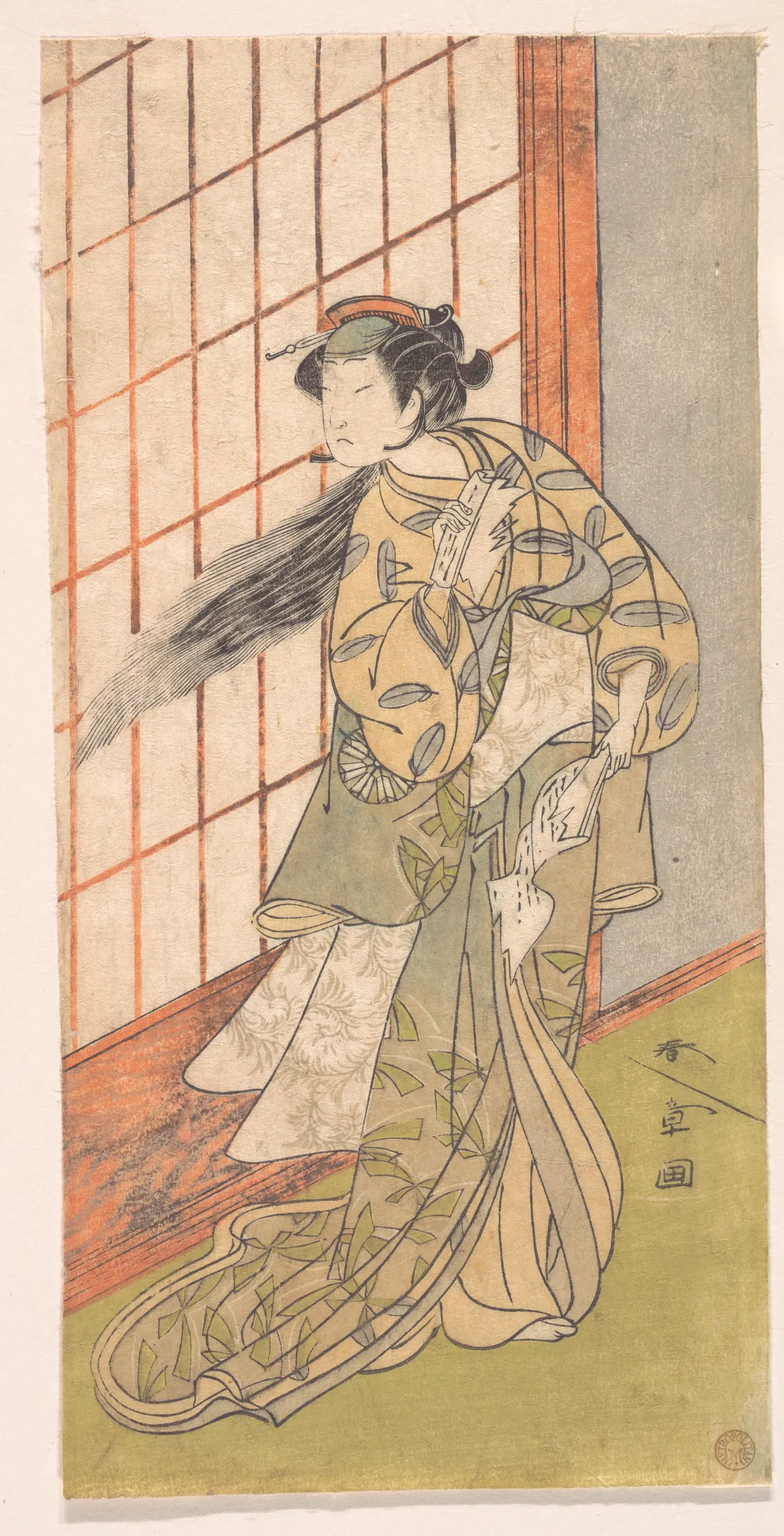 The First Nakamura Tomijuro as an Angry Woman Standing in a Room | Katsukawa Shunshō　勝川春章 - 浮世繪畫廊