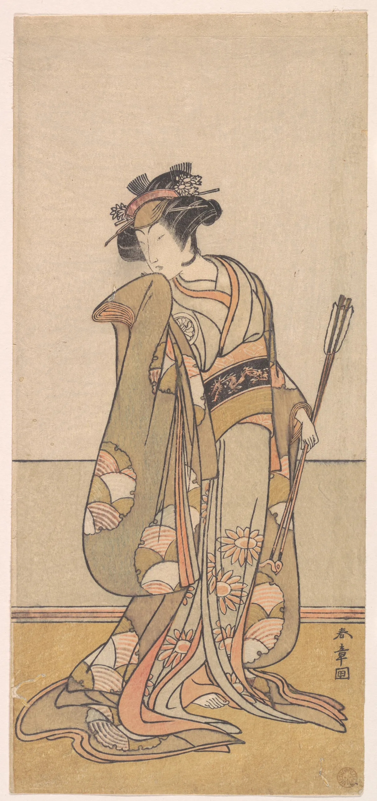 The Third Segawa Kikunojo as a Woman Walking Toward the Right | Katsukawa Shunshō　勝川春章 - 浮世繪畫廊