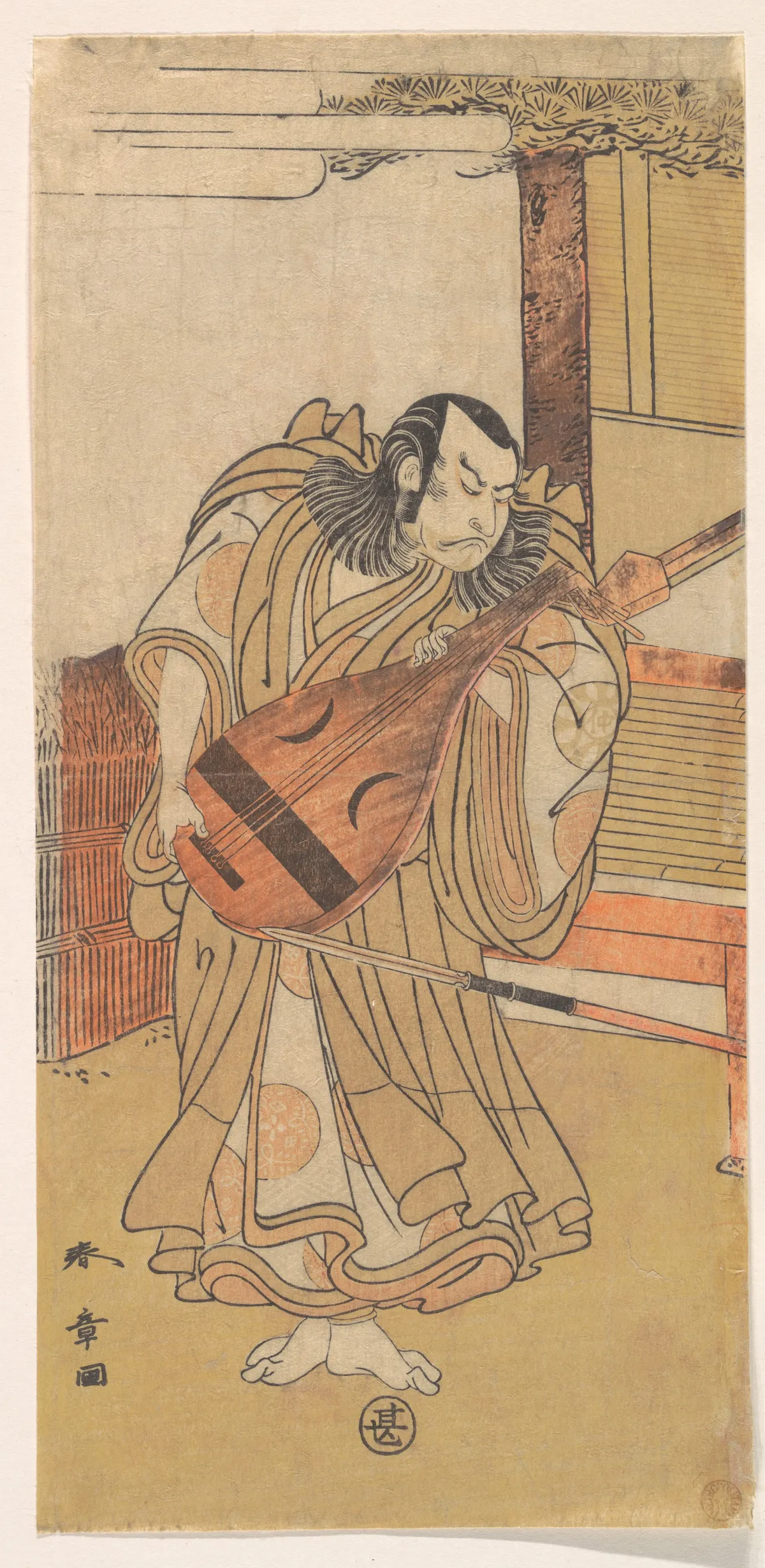 The First Nakamura Nakazo as an Unarmed Man Standing Near the Engawa | Katsukawa Shunshō　勝川春章 - 浮世繪畫廊