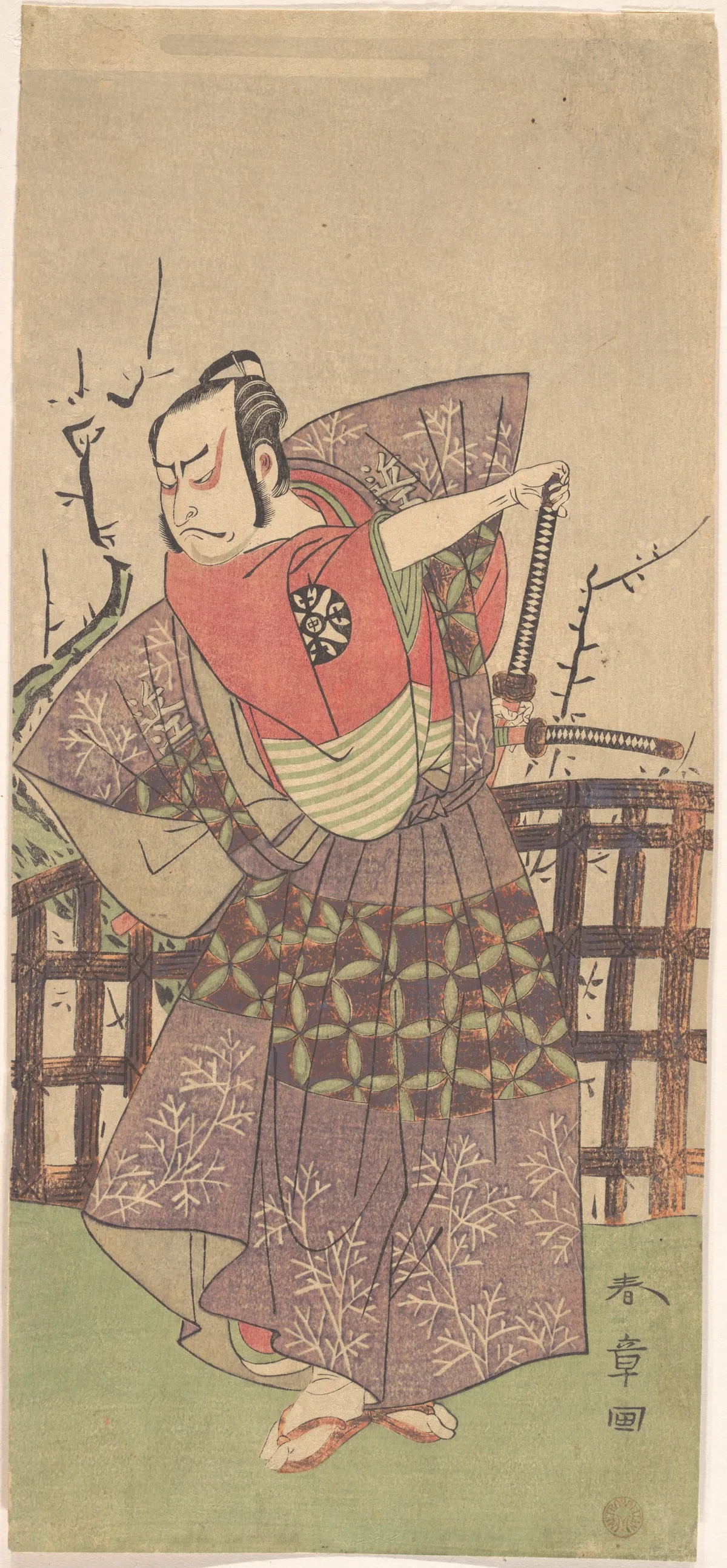 The First Nakamura Nakazo as a Samurai Dressed in Kamishimo | Katsukawa Shunshō　勝川春章 - 浮世繪畫廊