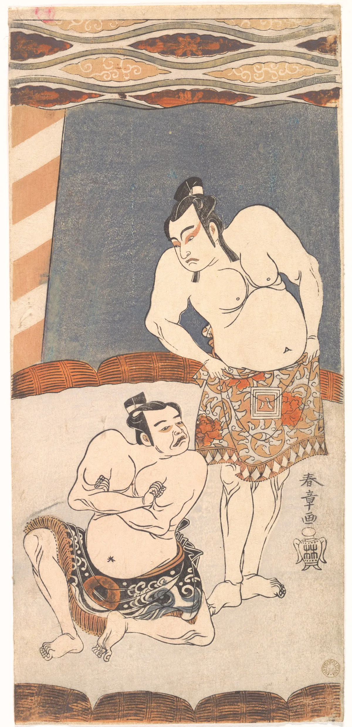 The Second Ichikawa Yaozo as a Wrestler Standing in an Arena | Katsukawa Shunshō　勝川春章 - 浮世繪畫廊